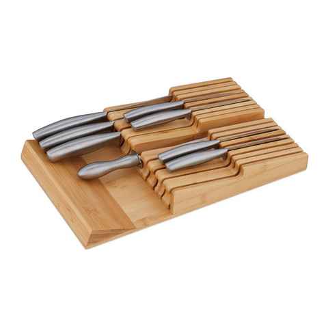 relaxdays Messerblock Messerhalter Schublade für 16 Messer