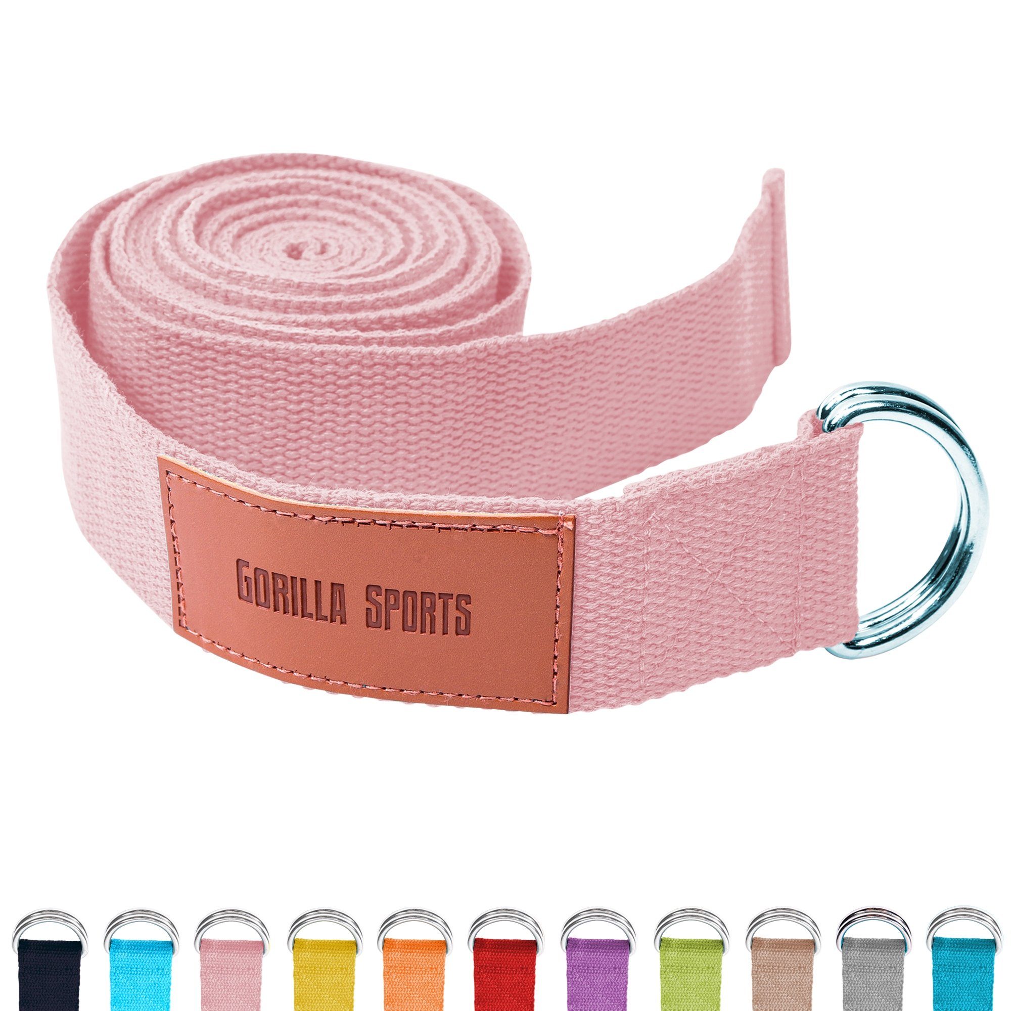 Baumwolle, GORILLA Metall, mit aus Verschluss Rosa Yogagurt SPORTS Yoga 100% Yoga-Gürtel, Strap
