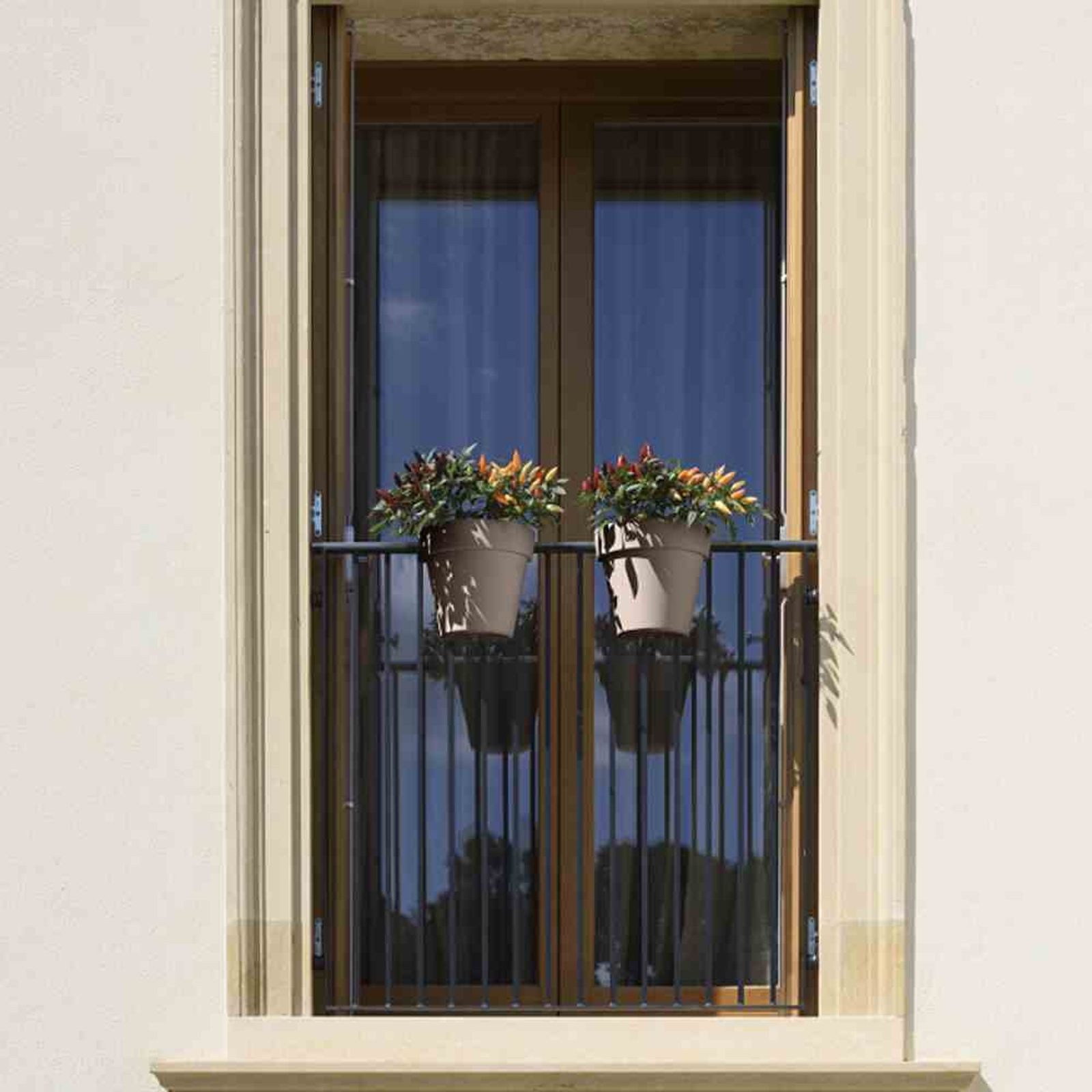 euro3plast Pflanzkübel Balkon-Hängetopf UP, taupe Ø 25 cm,mit Wasserreservoir