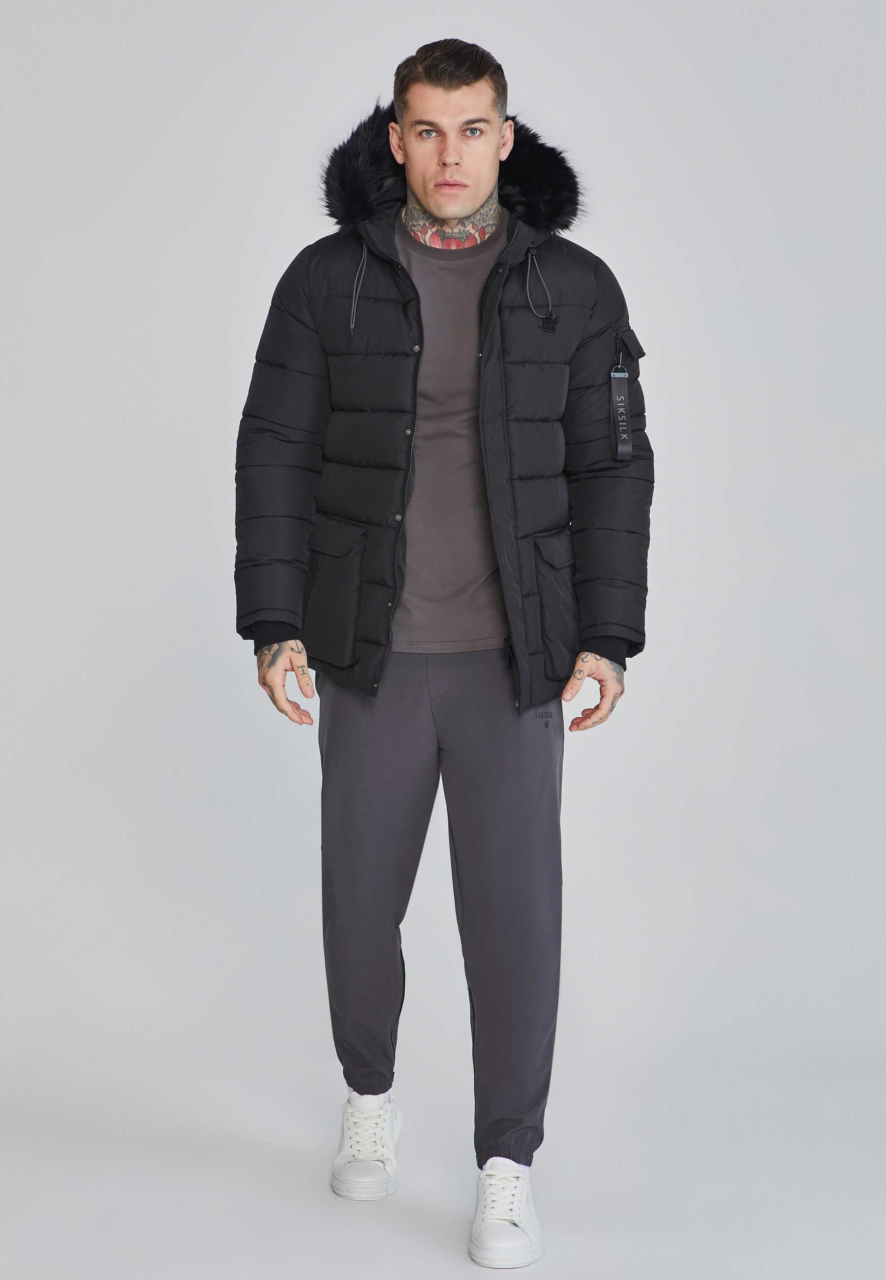 Siksilk Parka SikSilk Herren Schwarzer Parka günstig online kaufen