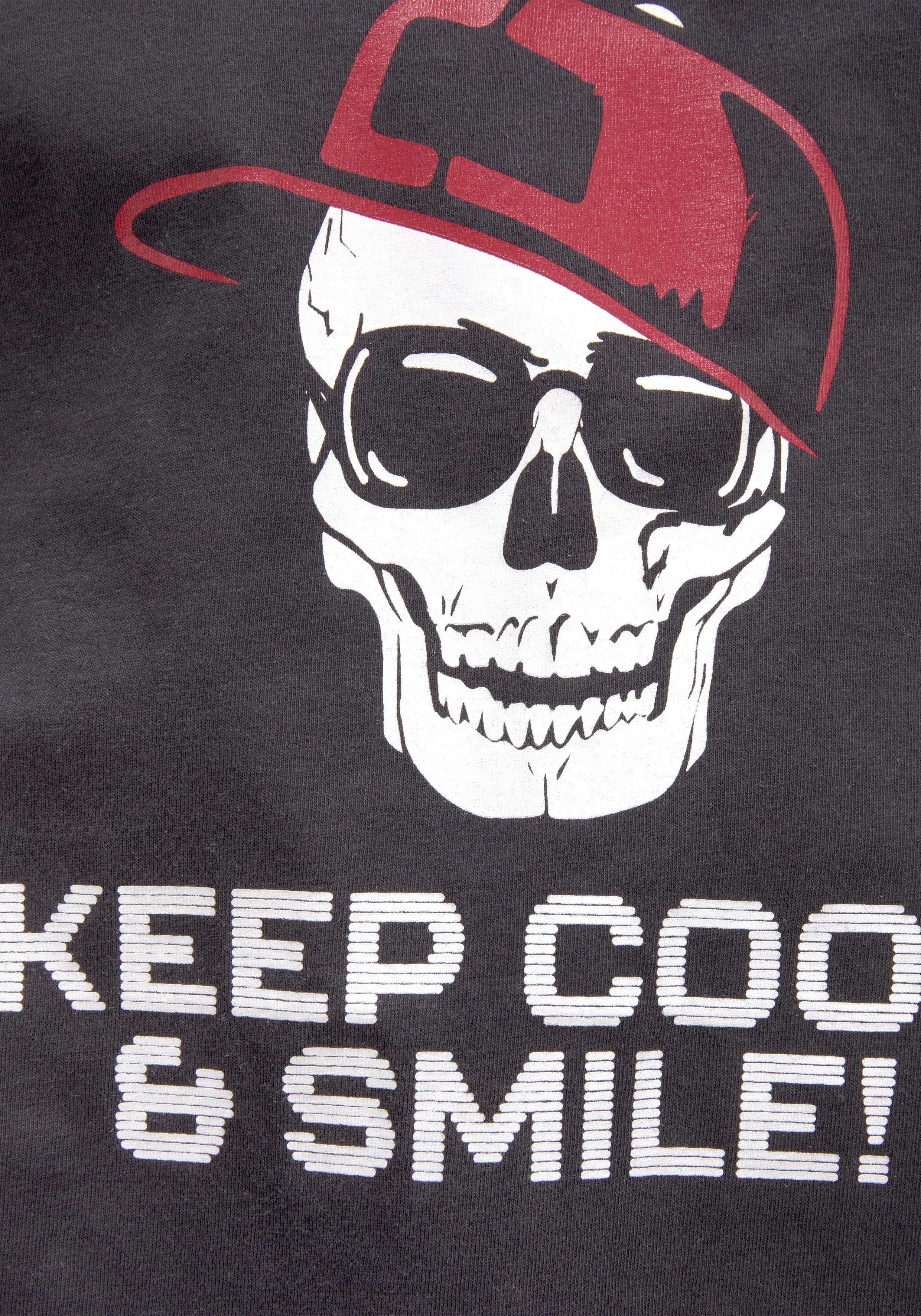 KIDSWORLD T-Shirt Mit Sprüche-Print: KEEP COOL... kurzärmelig, basic geschnitten, Rundhalsausschnitt, aus Baumwolle