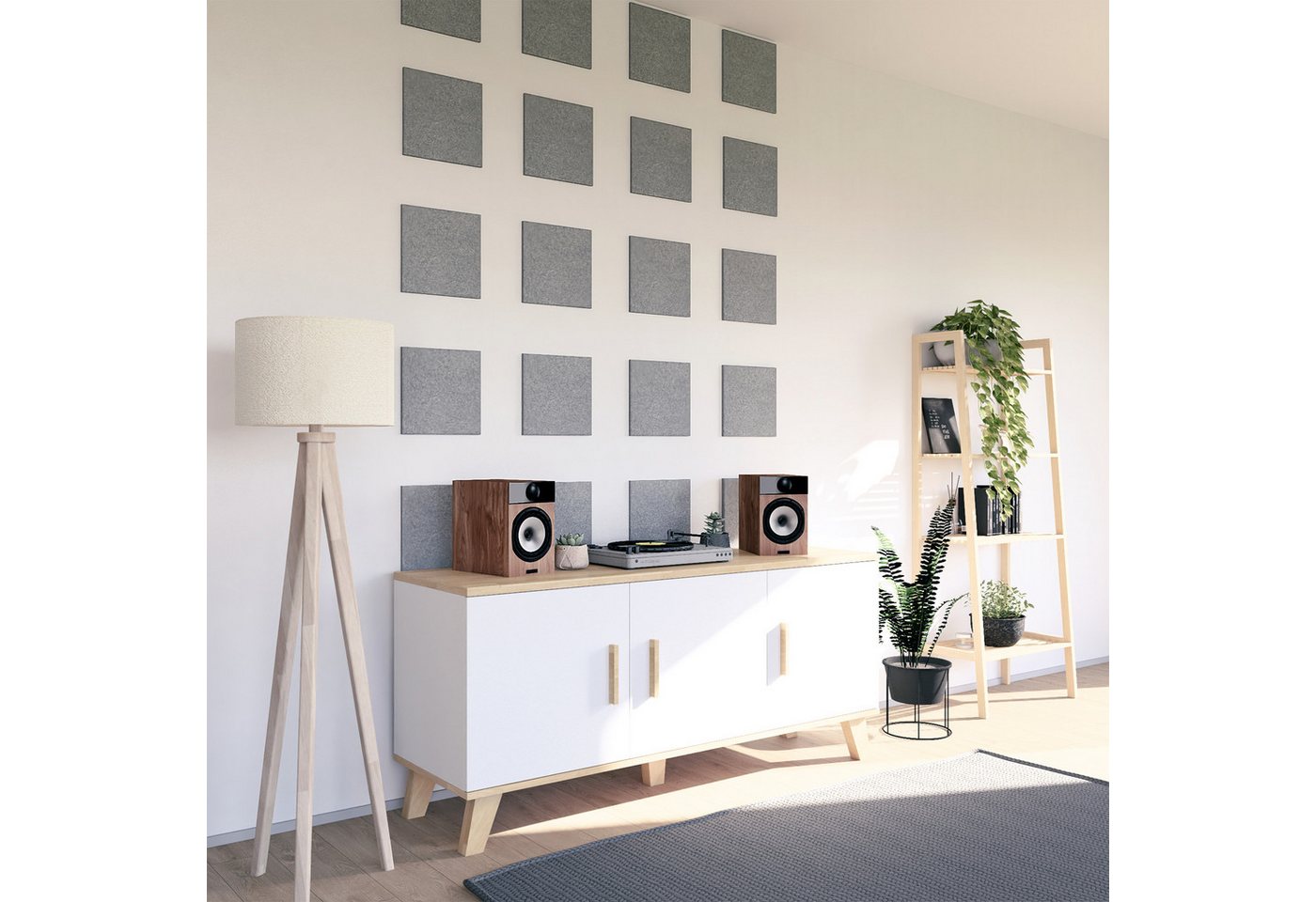 Thumbnail - linovum Wandpaneel vilz Akustikfliesen Schallabsorber Quadrat aus Filz 250x250x9 mm, Aus 100% recyceltem PET