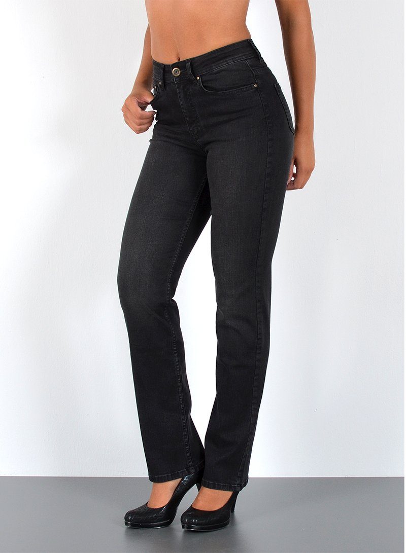 ESRA Straight-Jeans Premium Damen Straight Fit Jeans High Waist Hose bis Übergröße G5 Jeans Damen Straight Fit High Waist Damen Jeans Regular Stretch-Jeans