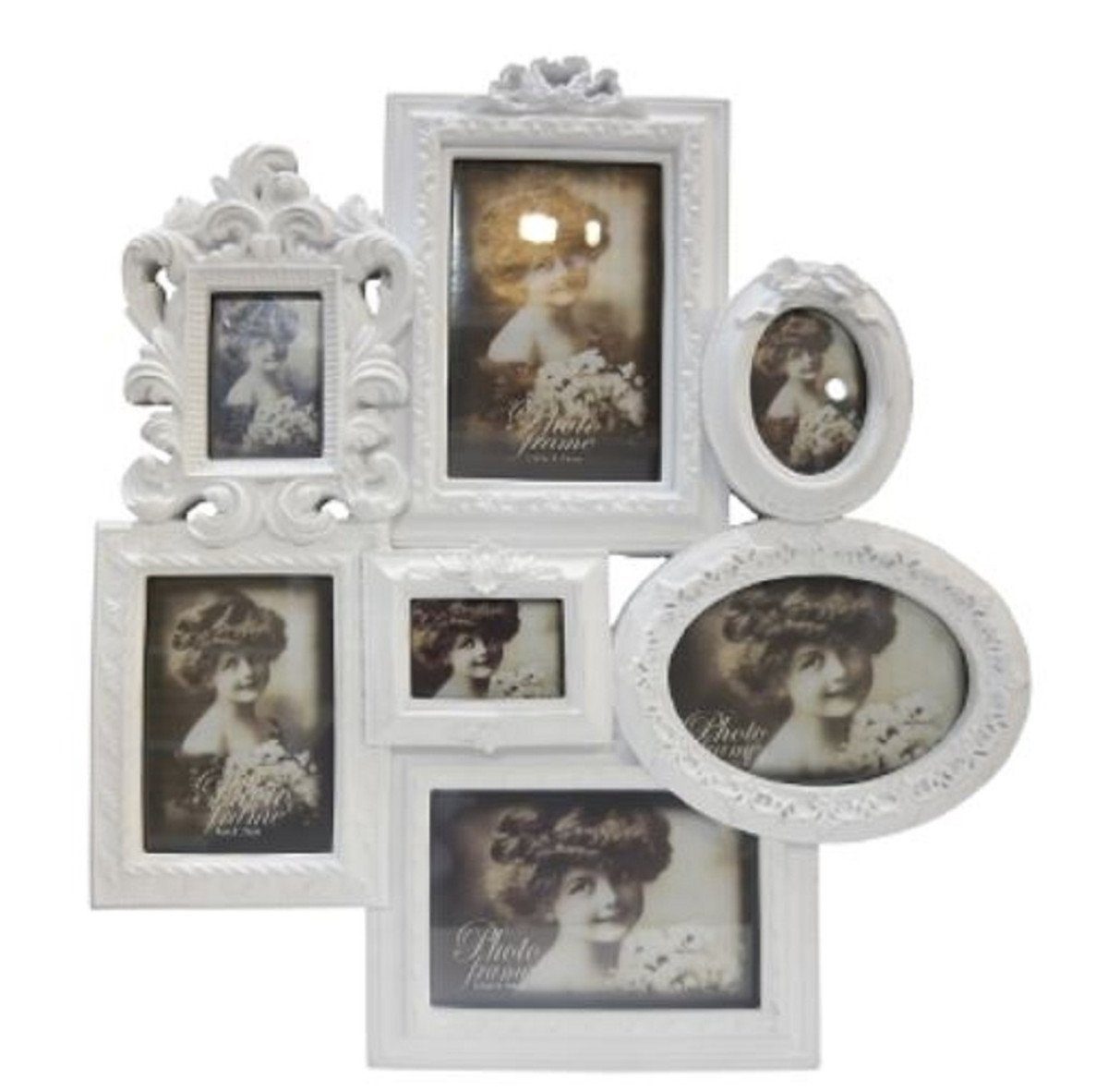 Casa Padrino Bilderrahmen Barock 7er Bilderrahmen Weiß 41 x 4 x H. 45 cm - Deko Accessoires im Barockstil
