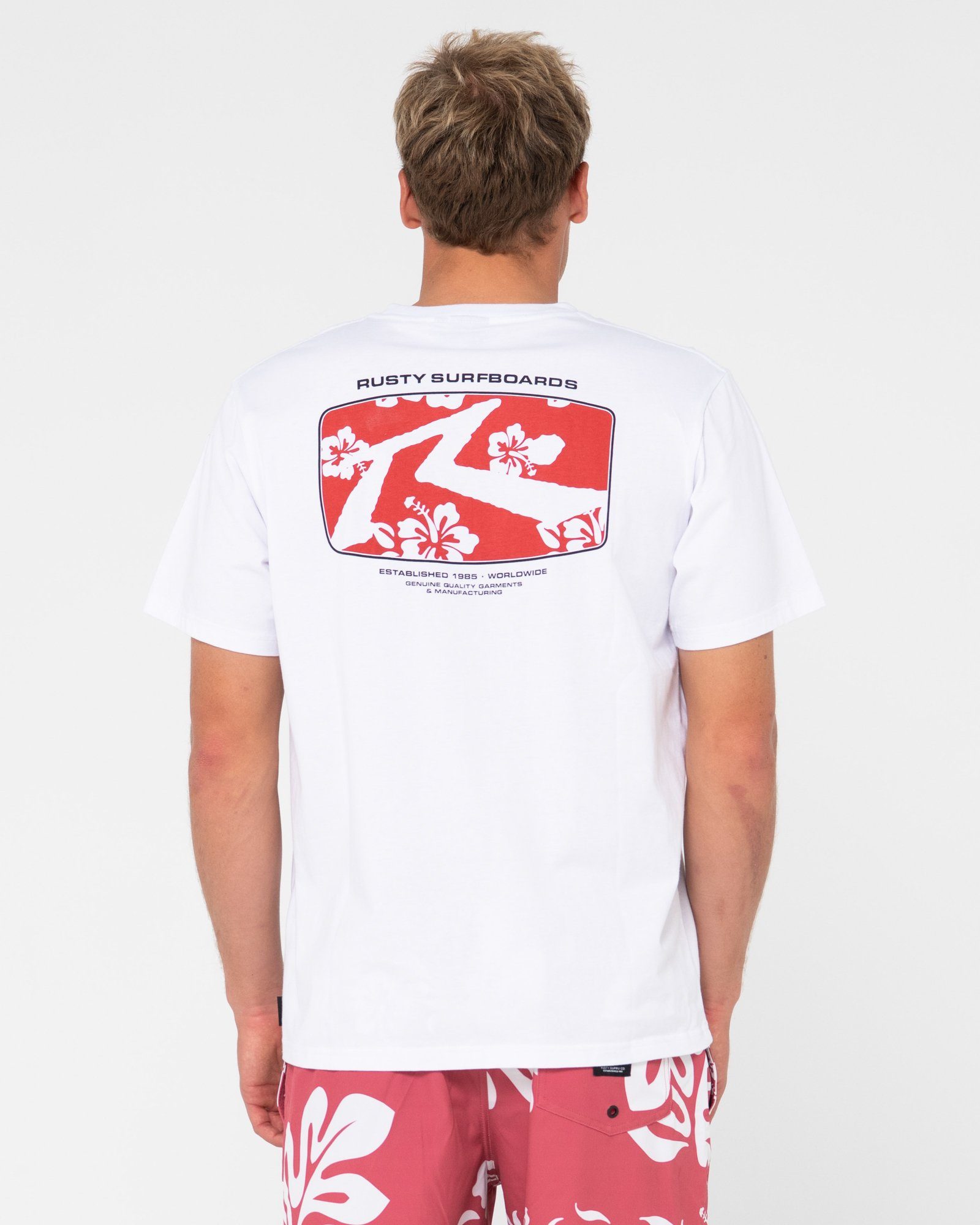 SLEEVE TEE White ADVOCATE Rusty Red SHORT / T-Shirt