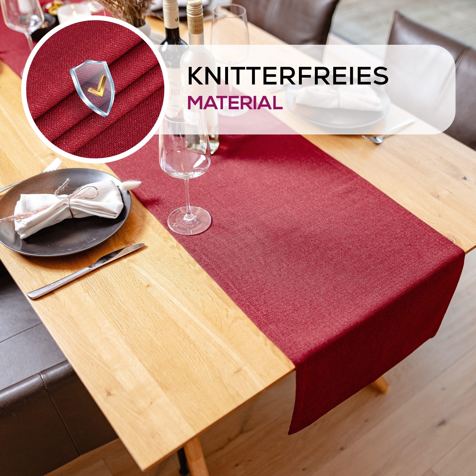 Beautex Tischdecke Lina elegante Leinenoptik, viele Größen und Farben (1-tlg), Schmutzabweisend, knitterarm, sauber umnähmter Saum – Bild 4 von 5