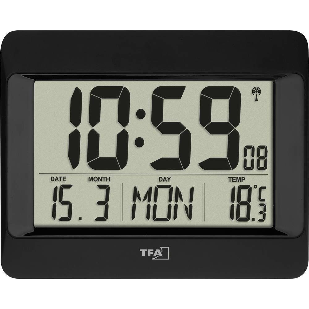 Wanduhr Funk-Uhr mit TFA (Großes Dostmann Innentemperatur Display)