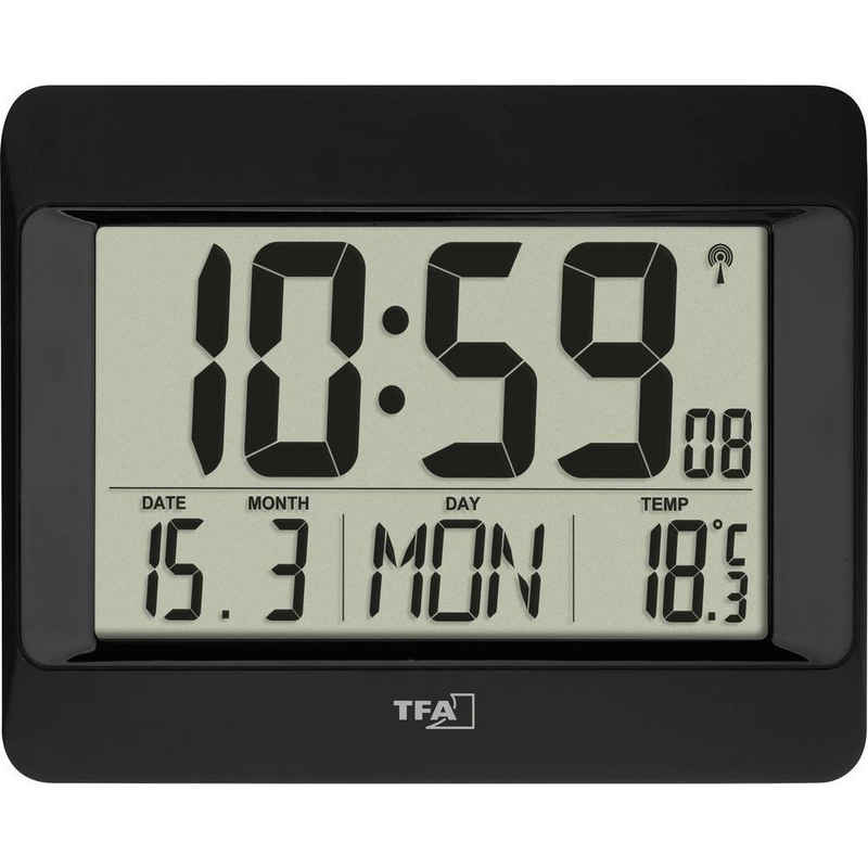 TFA Dostmann Wanduhr Funk-Uhr mit Innentemperatur (Großes Display)