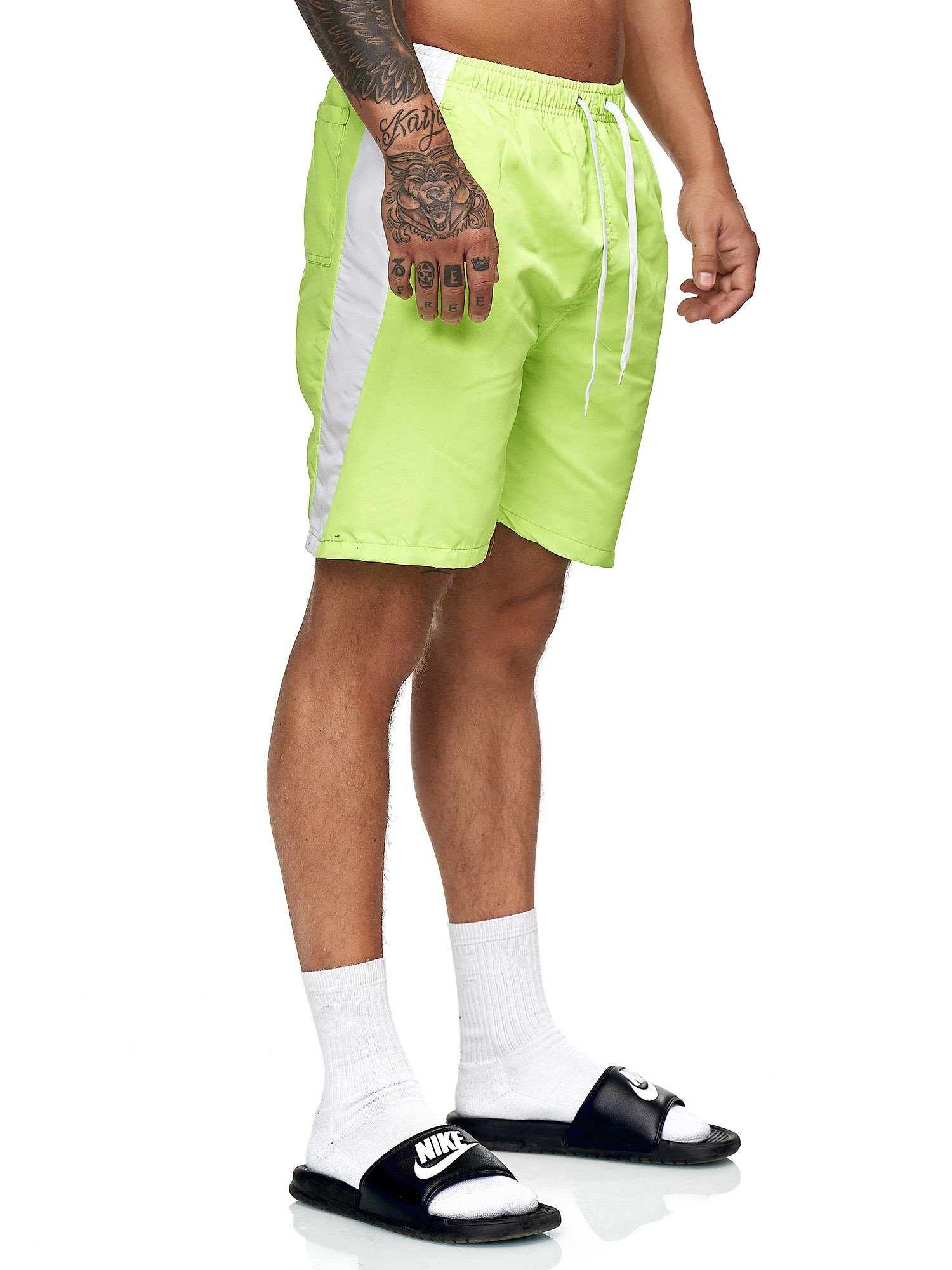 1-tlg., Fitness (Kurze OneRedox Bermudas Design) Casual Sweatpants, modischem 400 im BH200 Weiss Hose Grün Freizeit Shorts