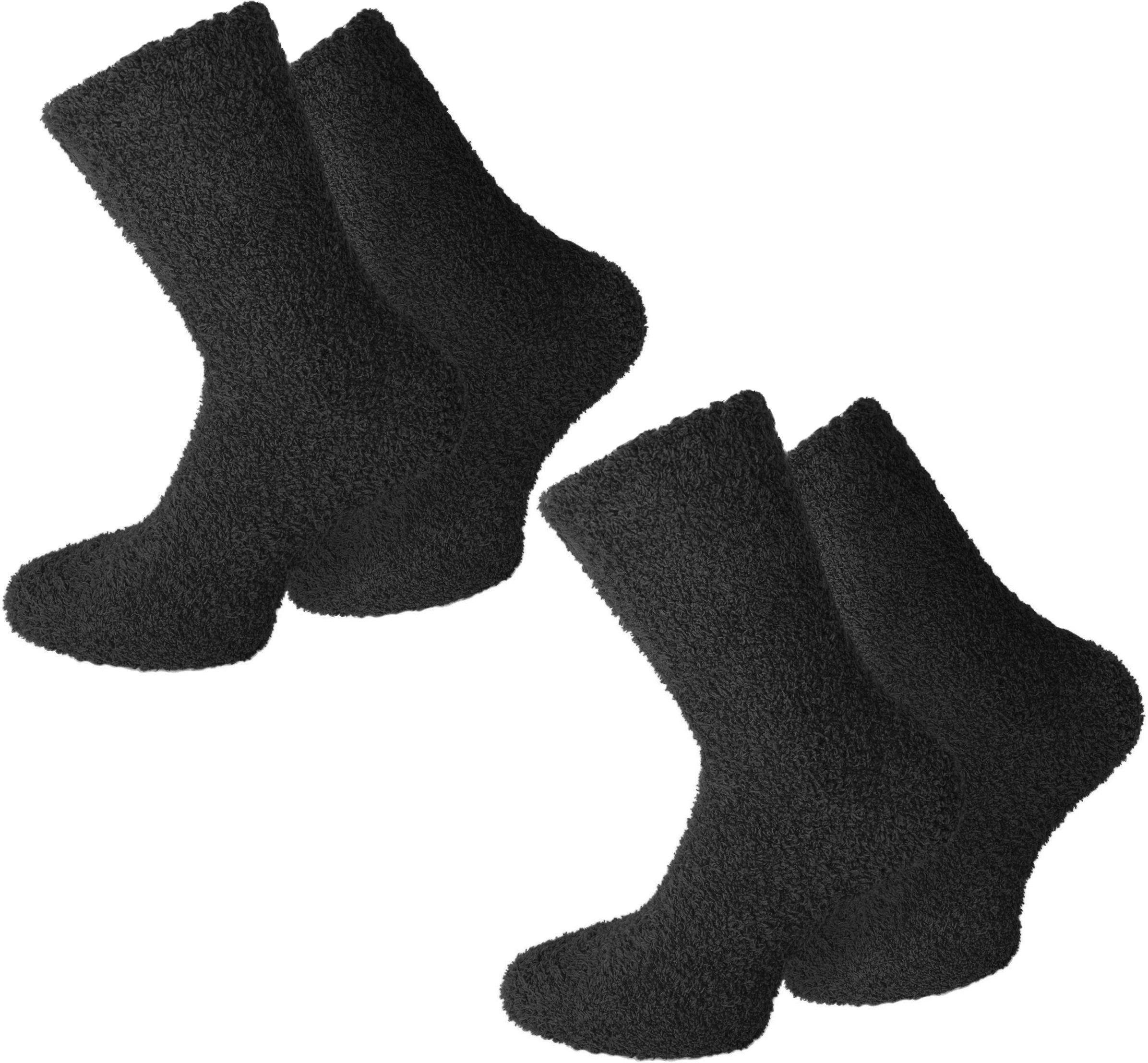 normani Kuschelsocken 2 Paar Kuschel-Socken für Damen und Herren (Set, 2 Paar) weicher Gummibund Schwarz