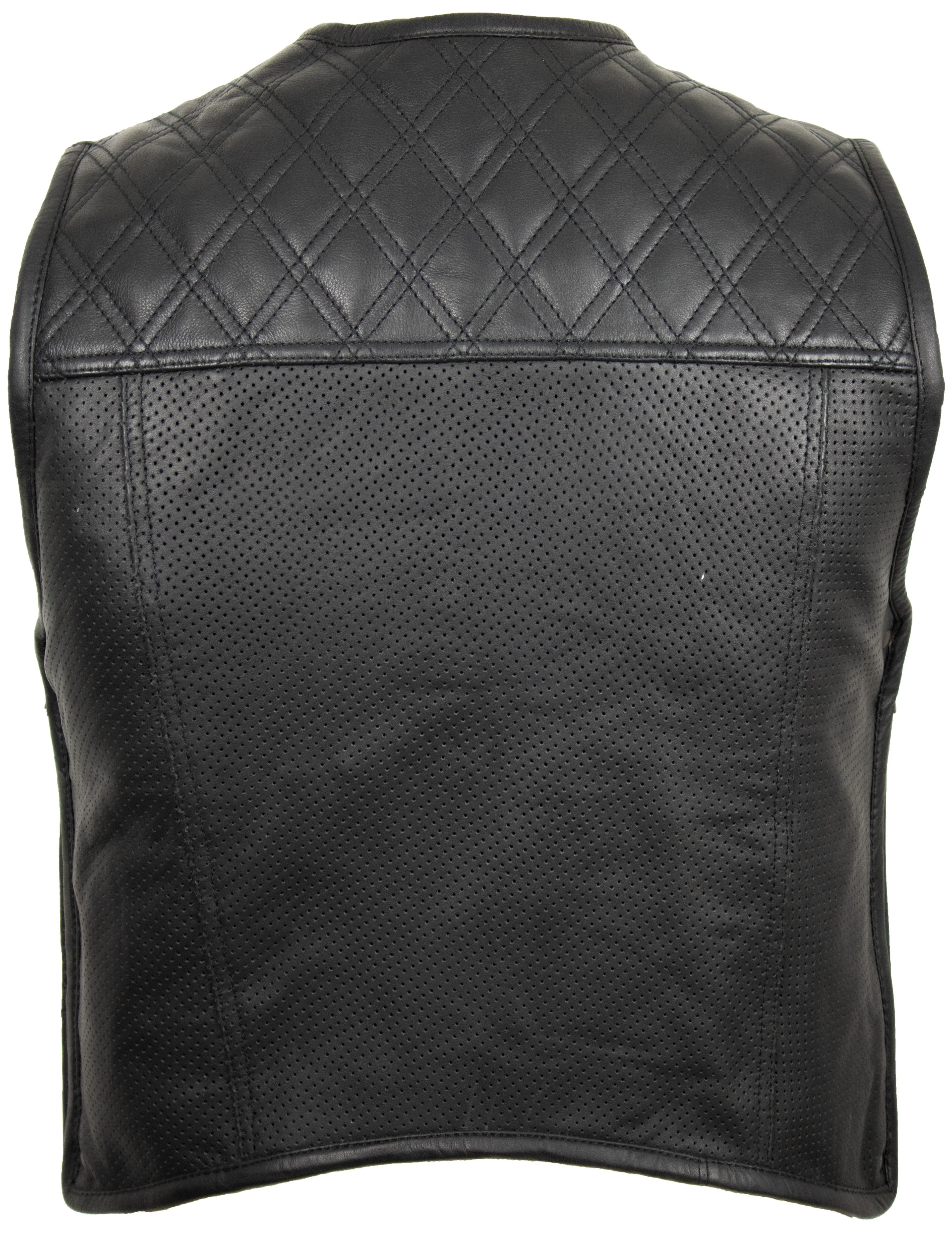 MDM Lederweste Herren Biker Hunter Lederweste Stepp Motorradweste Clubstyle Weste Perforiertes Leder