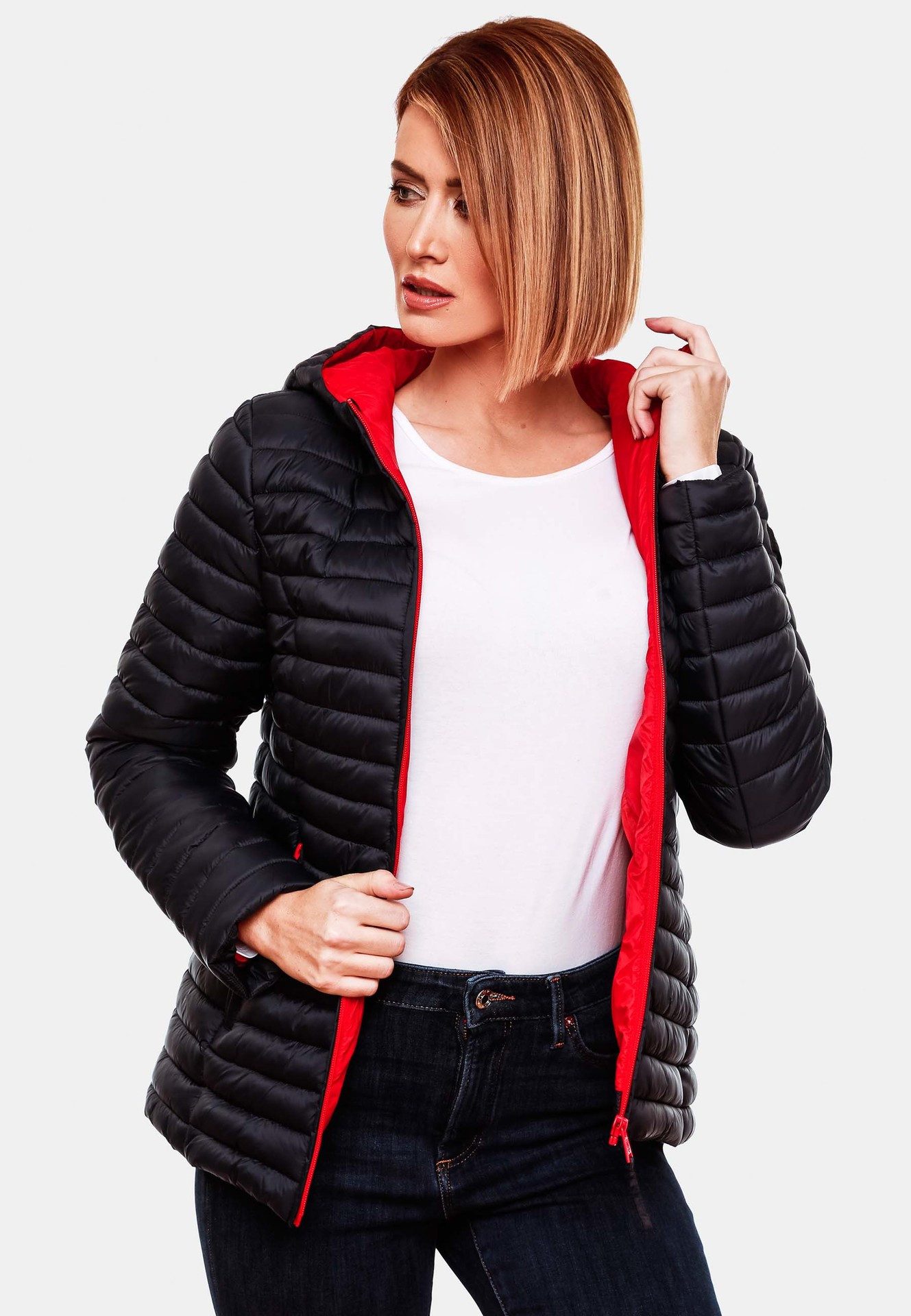 Marikoo Steppjacke Marikoo Asraa Damen Steppjacke B857 Übergangsjacke mit kontrastfarbendem Reißverschluss