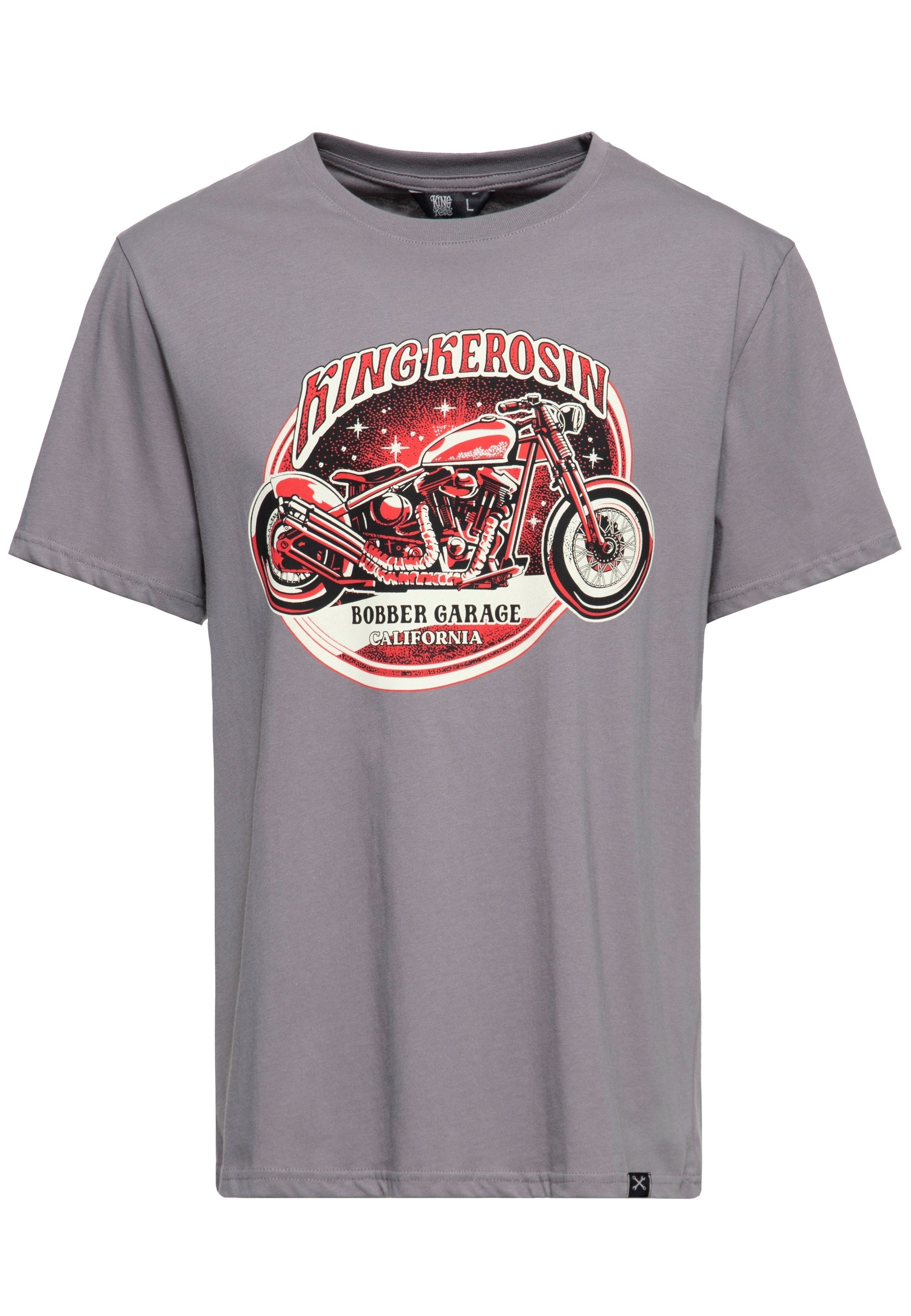 KingKerosin Print-Shirt Bobber Garage Mit Motorrad-Artwork