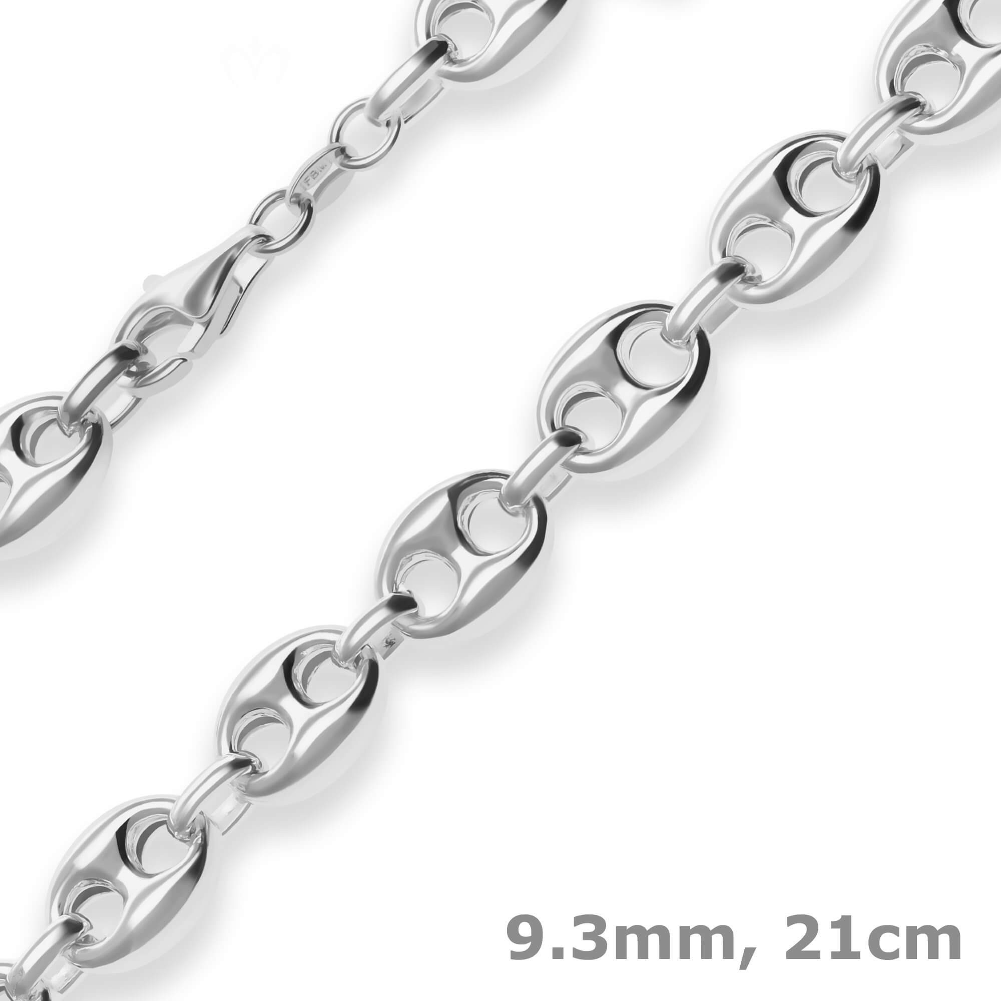 Schmuck Krone Silberarmband 9,3mm Armband Schiffsankerkette aus 925 Silber 21cm, Silber 925