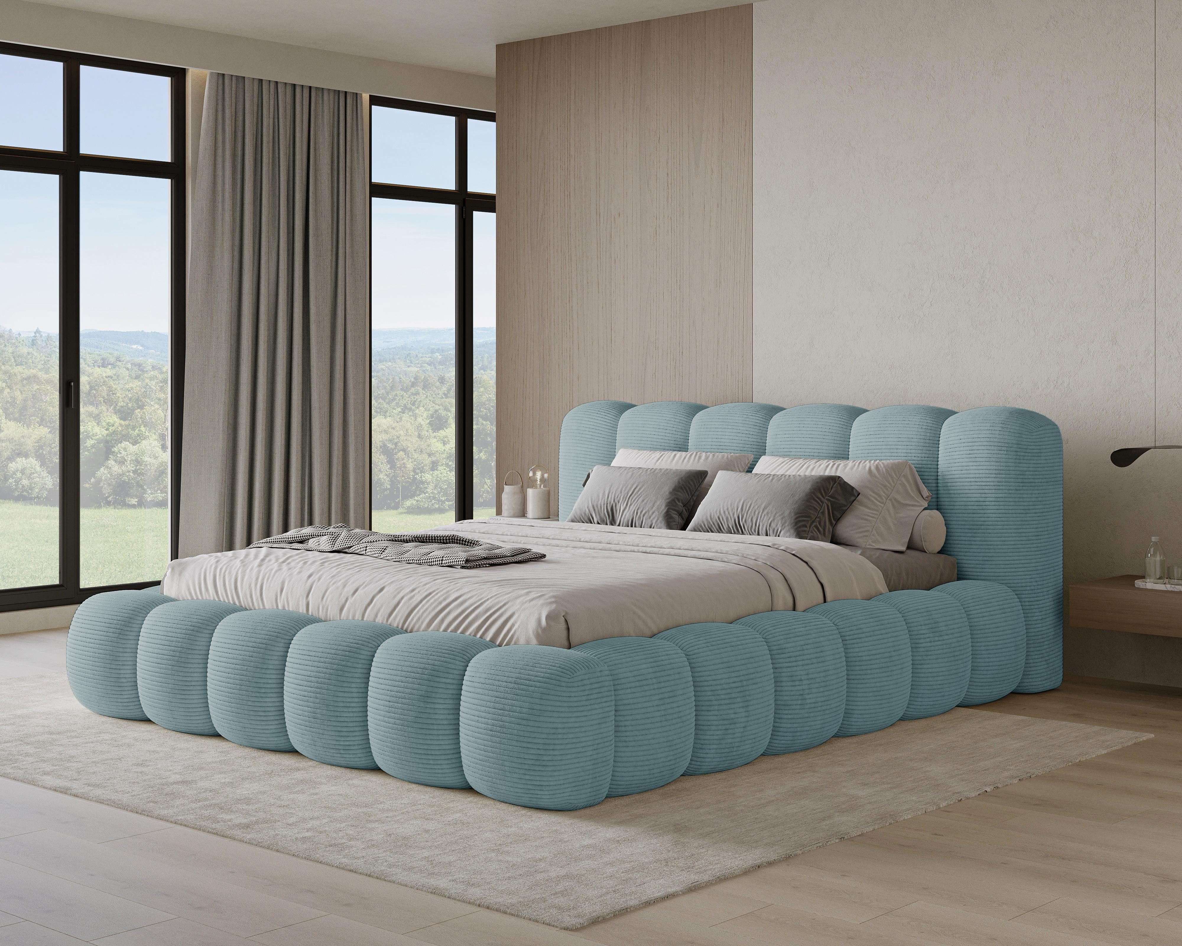 Chilly Möbel Polsterbett Bouclé Stoff mit Stauraum und Lattenrost Metallrahmen (Boxbett ohne Matratze in vielen Farben, 140x200 160x200 180x200 200x200cm), gepolstertem Kopfteil Bettkasten modern