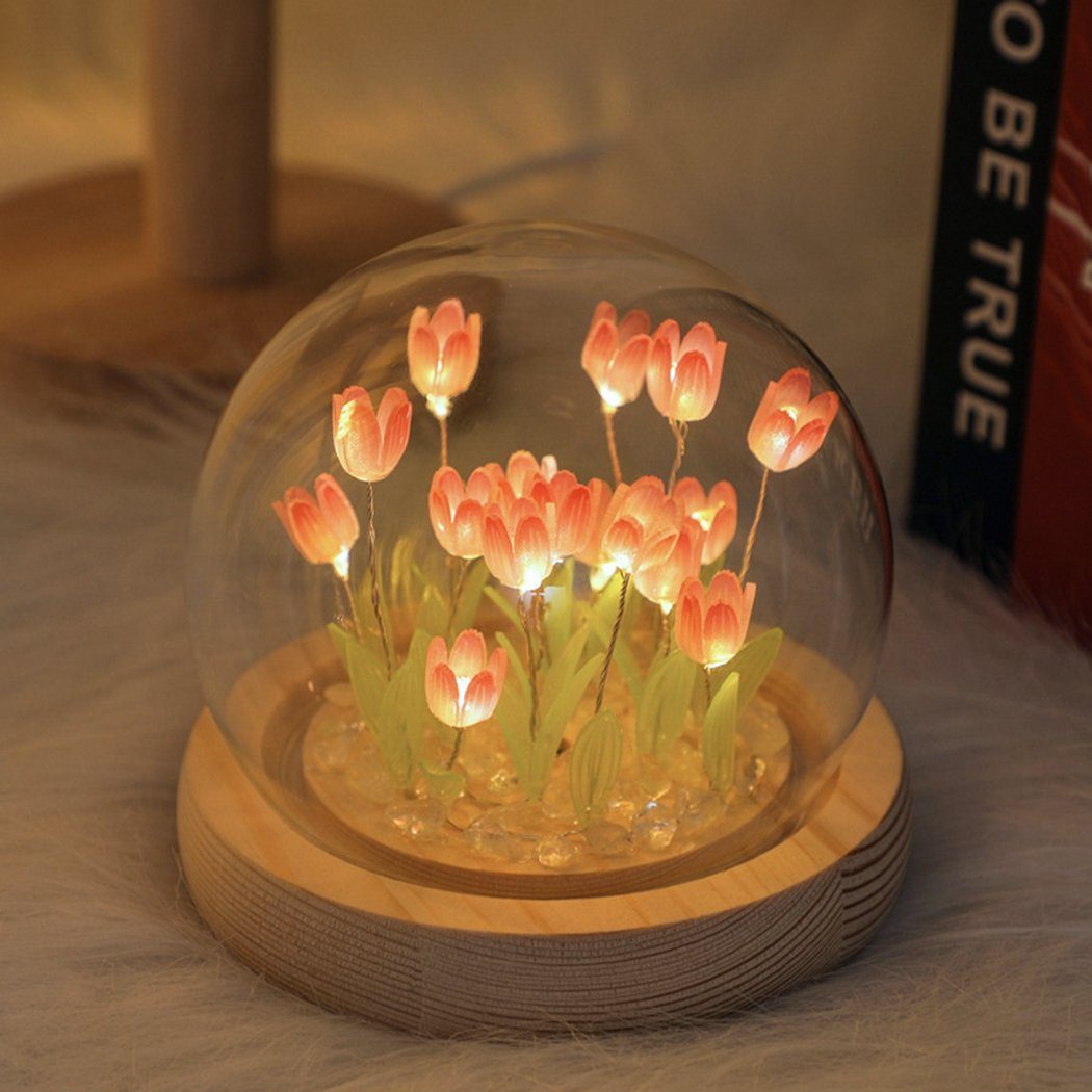 TUABUR Nachtlicht Tulpenlampe, niedliche Blumen-Nachtlicht Simulations-LED-Lichter pink – DIY