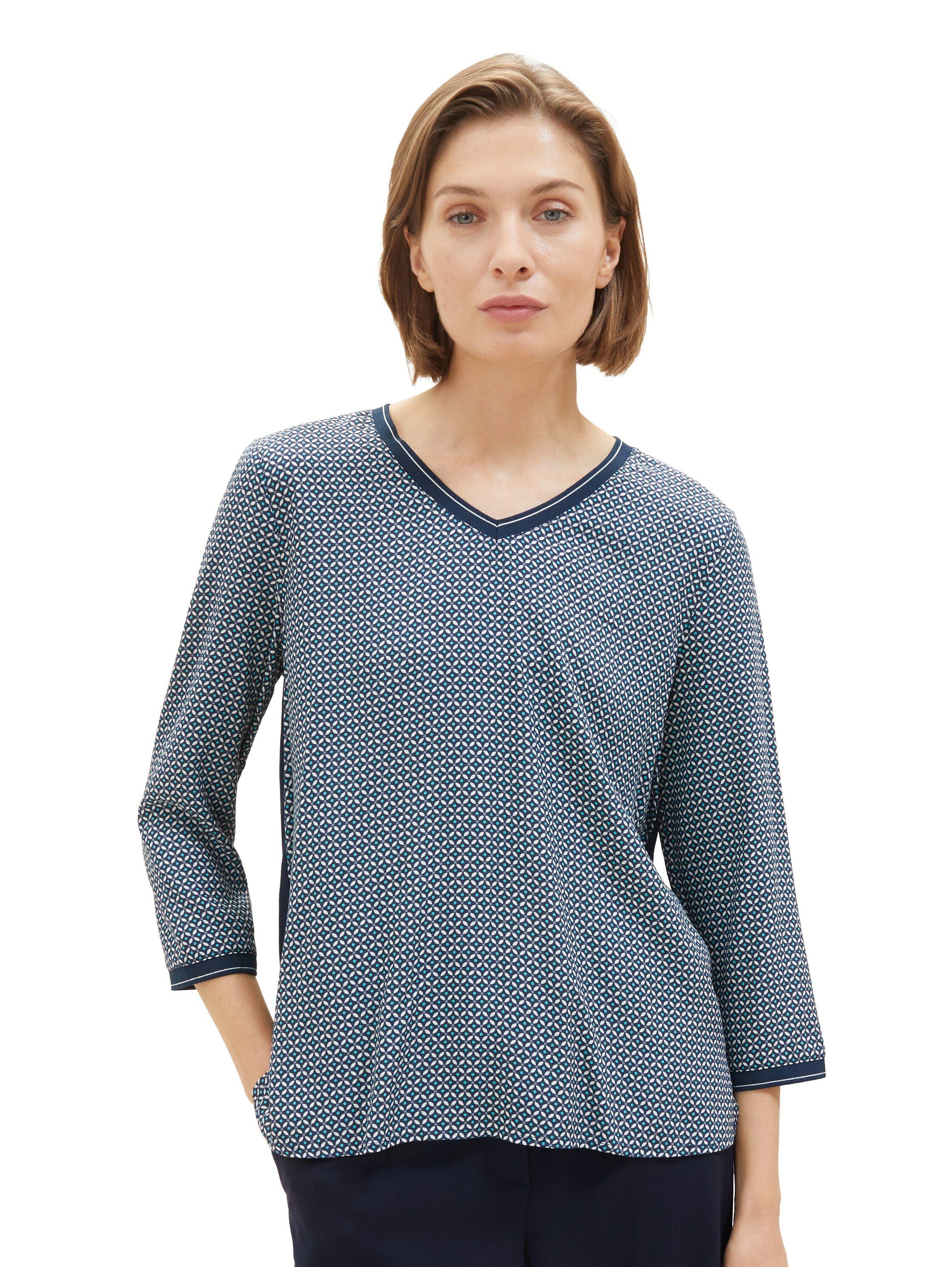 TOM Bedruckung geometric mit T-Shirt TAILOR navy