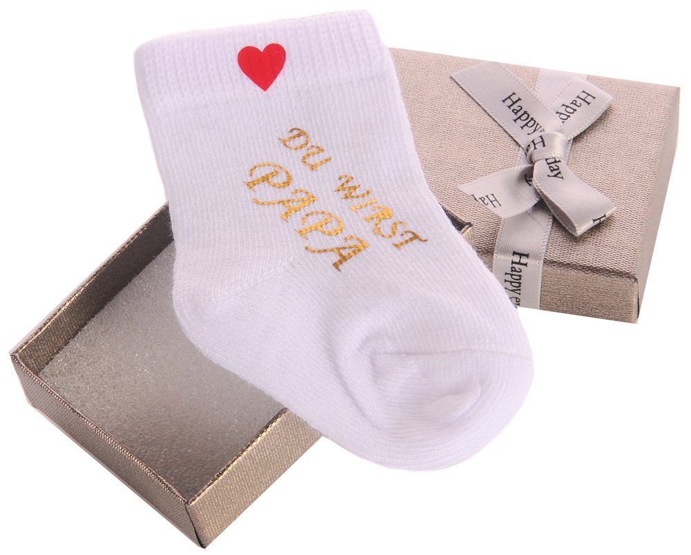 Ankündigung / Neugeborenen-Geschenkset und Onkel Bortini Socke (Socke La Opa Geschenkidee mit mit Weiß Papa Oma Geschenkbox Umschlag)