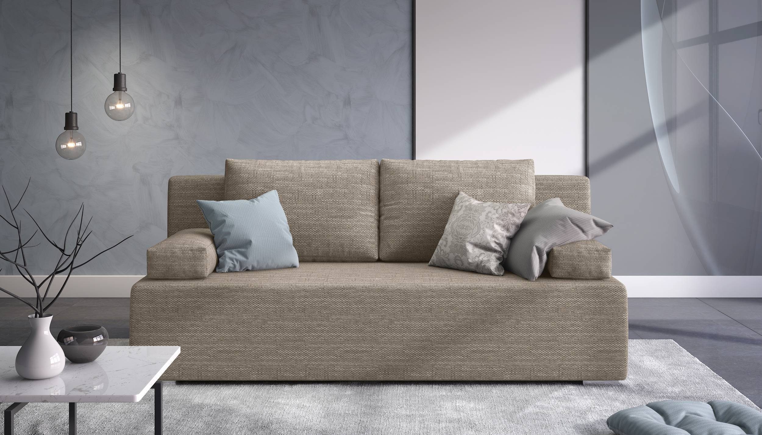 99rooms 3-Sitzer Grana, 2-Sitzer Sofa, mit Bettfunktion und Bettkasten, Modern Design, mit Bonellfederkern