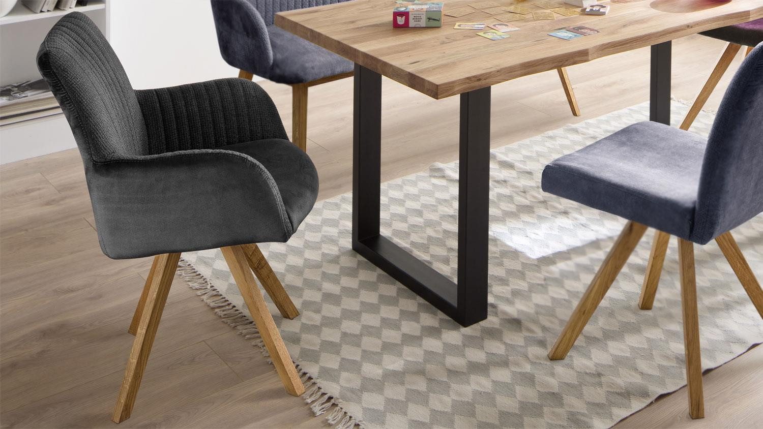 MCA furniture Armlehnstuhl Armlehnenstuhl Oklahoma Polsterstuhl Webstoff anthrazit