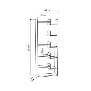 Decortie Bücherregal Oppa, Modernes Bücherregal, Display Unit, 60,5 x 22 x 162,4 cm