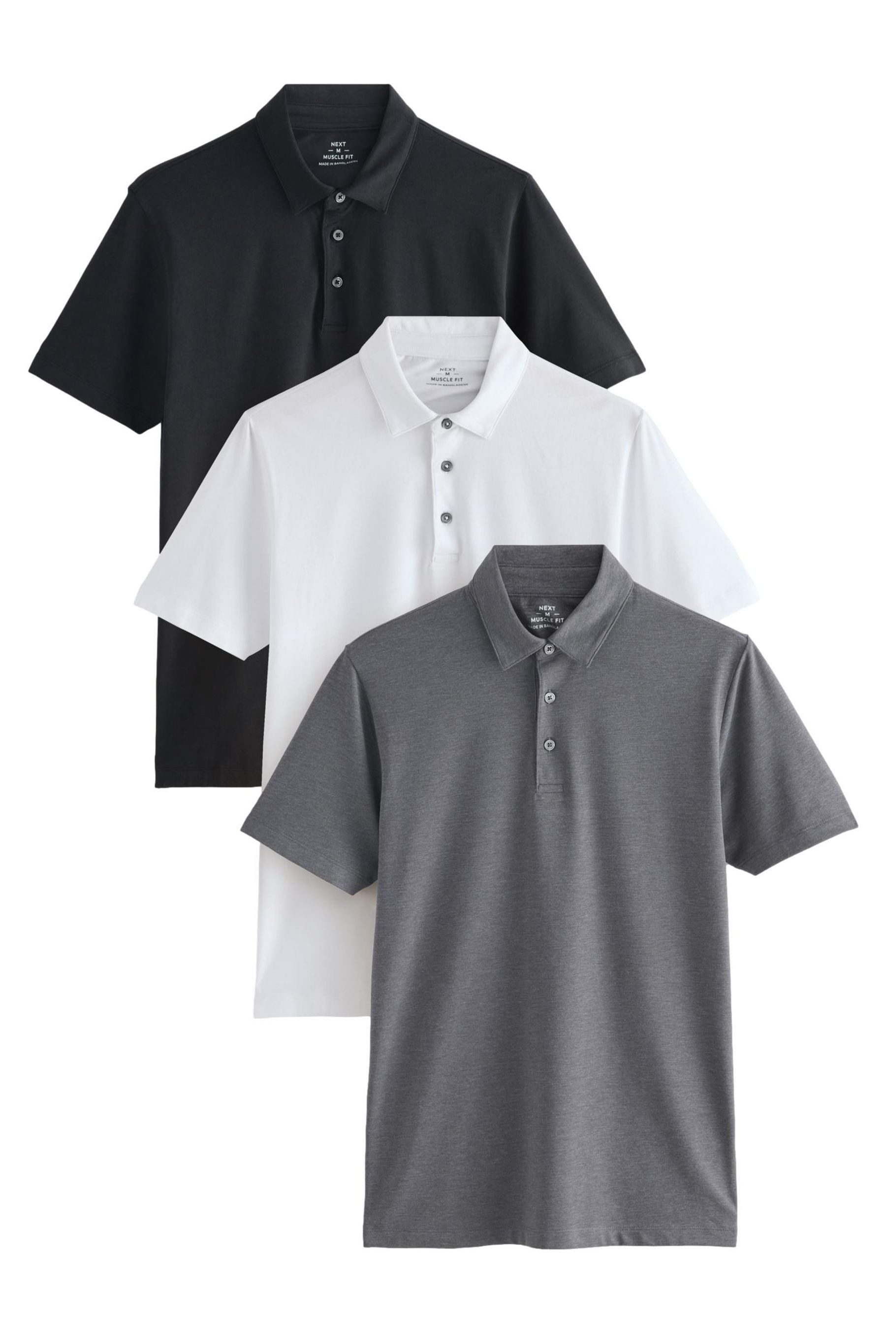 Next Poloshirt 3er-Pack Kurzarm-Poloshirts aus Jersey (3-tlg)
