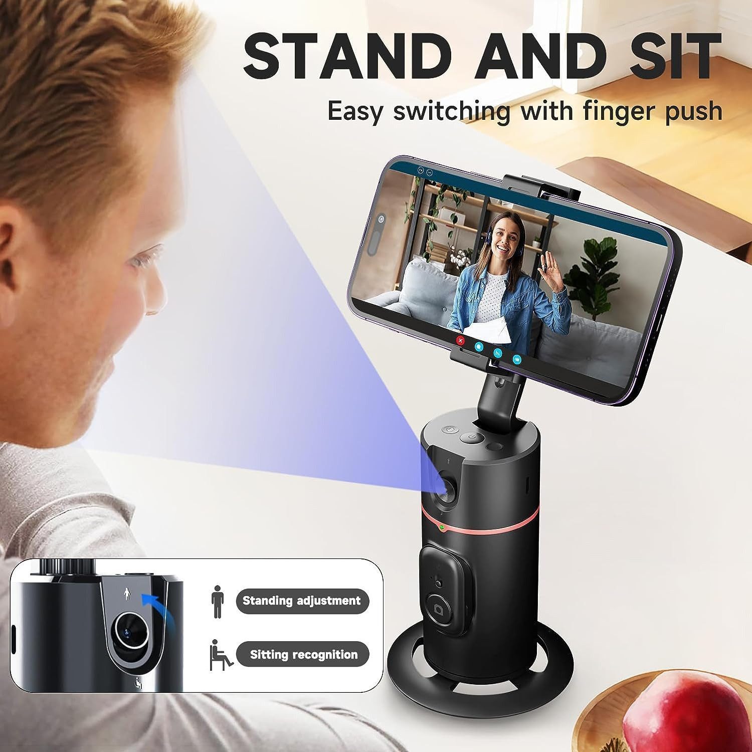 Toomoke Gimbal Smartphone, 360° Rotation Smart Tracking Telefonhalter Kamera-Gimbal (Smart Gesicht Körper Tracking Selfie Stick Gimbal Stabilisator)