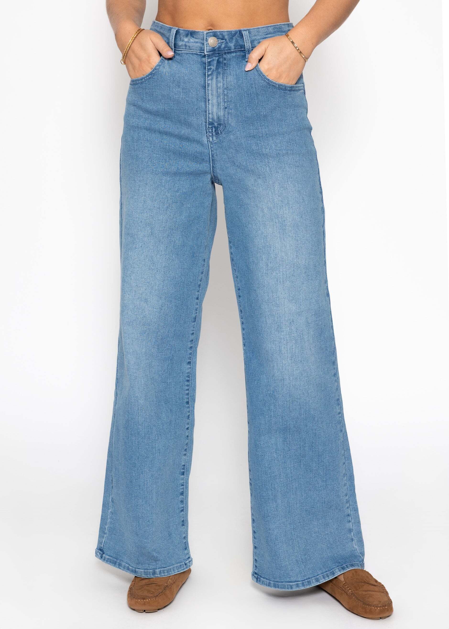 SASSYCLASSY 5-Pocket-Jeans Moderne Jeans für Damen Hose mit hohen Bund in Hellblau