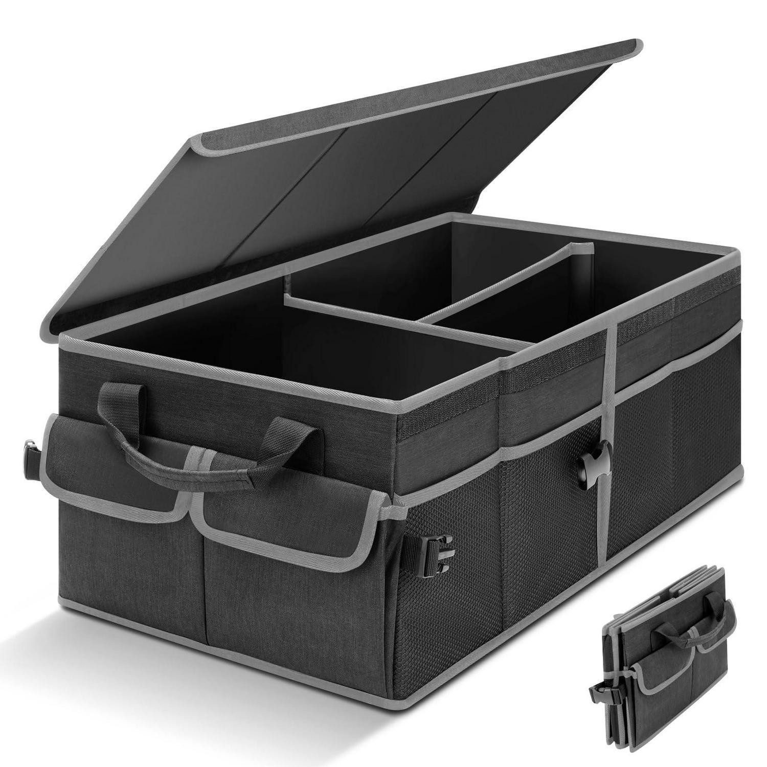 LuxusKollektion Aufbewahrungstasche Auto Organizer Kofferraum 60x32x24cm Schwarz/Grau