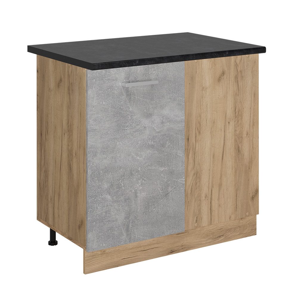 Vicco Eckunterschrank R-Line, Beton/Goldkraft Eiche, 86 cm, AP Anthrazit (1-St)