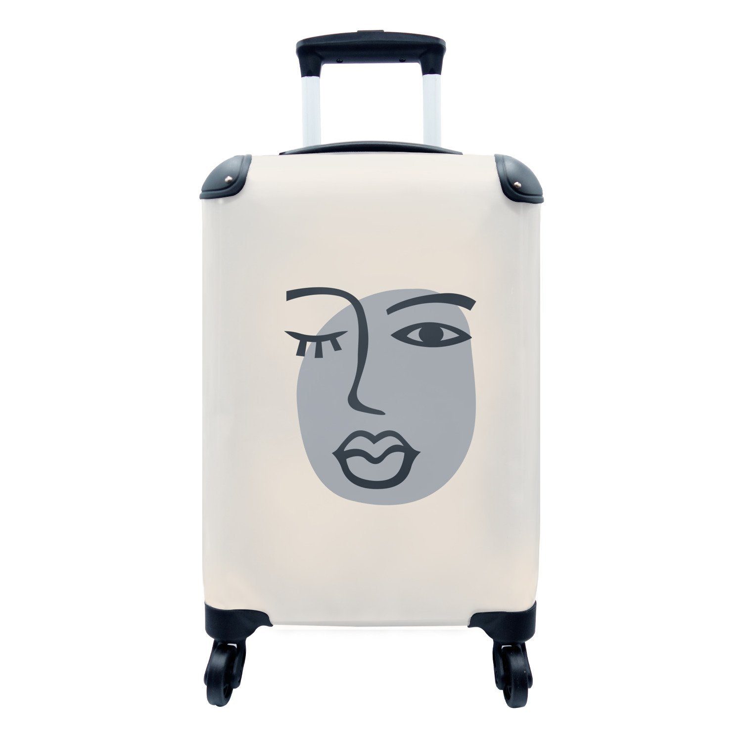 MuchoWow Handgepäckkoffer Pastell - Gesicht - Zwinkern, 4 Rollen, Reisetasche mit rollen, Handgepäck für Ferien, Trolley, Reisekoffer