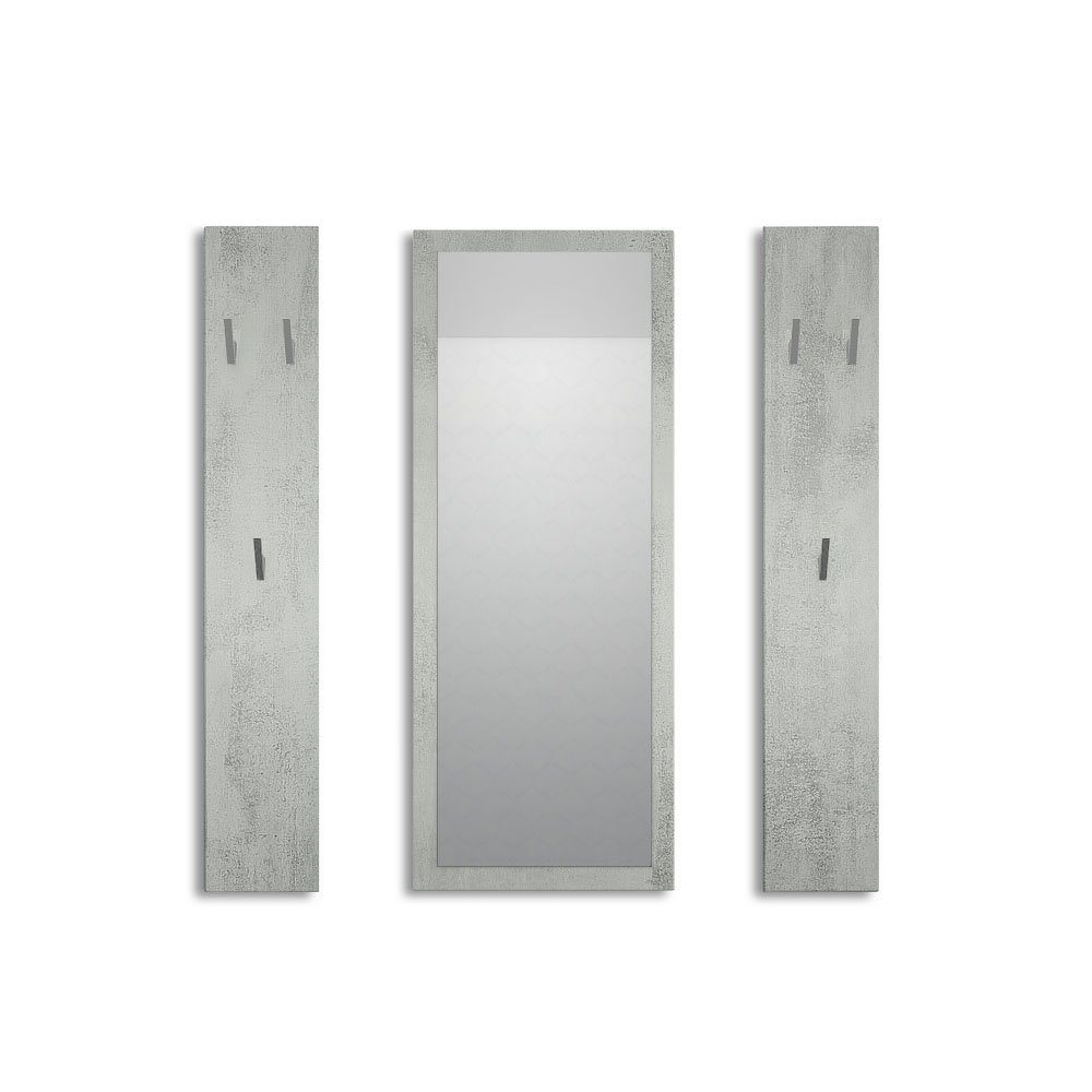 Vladon Шкафы-Set Spot, (Flurgarderobe, mit 2 Панели гардеробныеn und 1 Spiegel), Beton Oxid Optik (Paneel: 24 x 140 x 10 cm/Spiegel: 55 x 139 x 2 cm)
