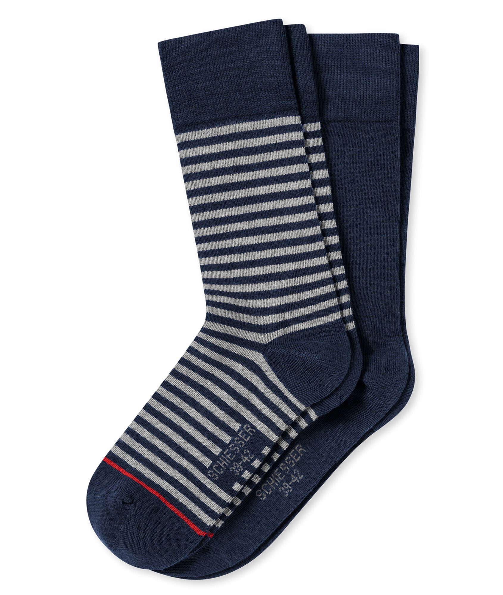 Schiesser Langsocken Cotton Fit (Packung, 2-Paar, 2 Paar) Herren Freizeitsocken Strümpfe Socken Ringel