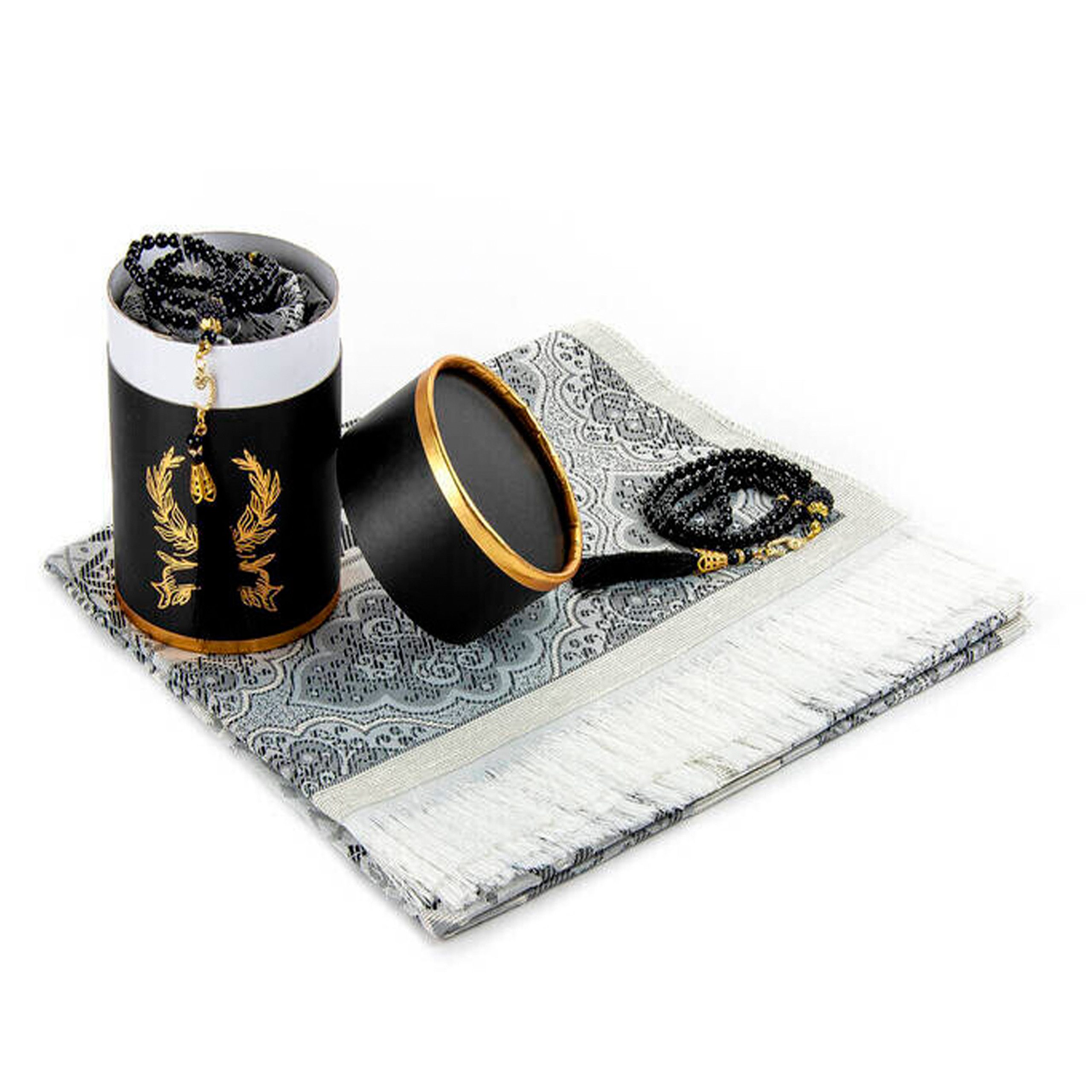 Carpetia Teppich Gebetsteppich Taftstoff Grau mit Geschenkbox und 99er Gebe günstig online kaufen
