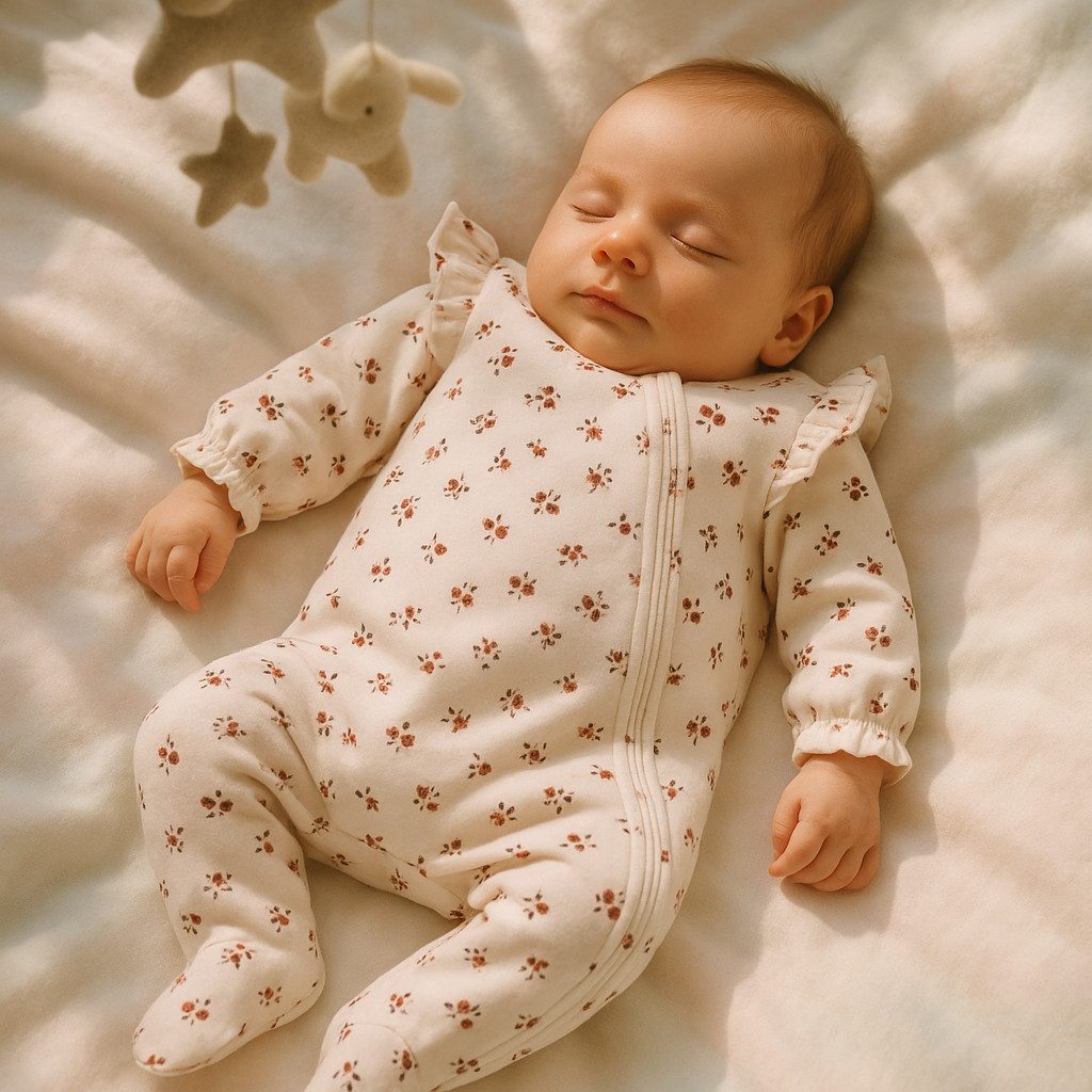 Strampler Baby Mädchen Strampler mit Fuß, Rosa, 100 % Baumwolle
