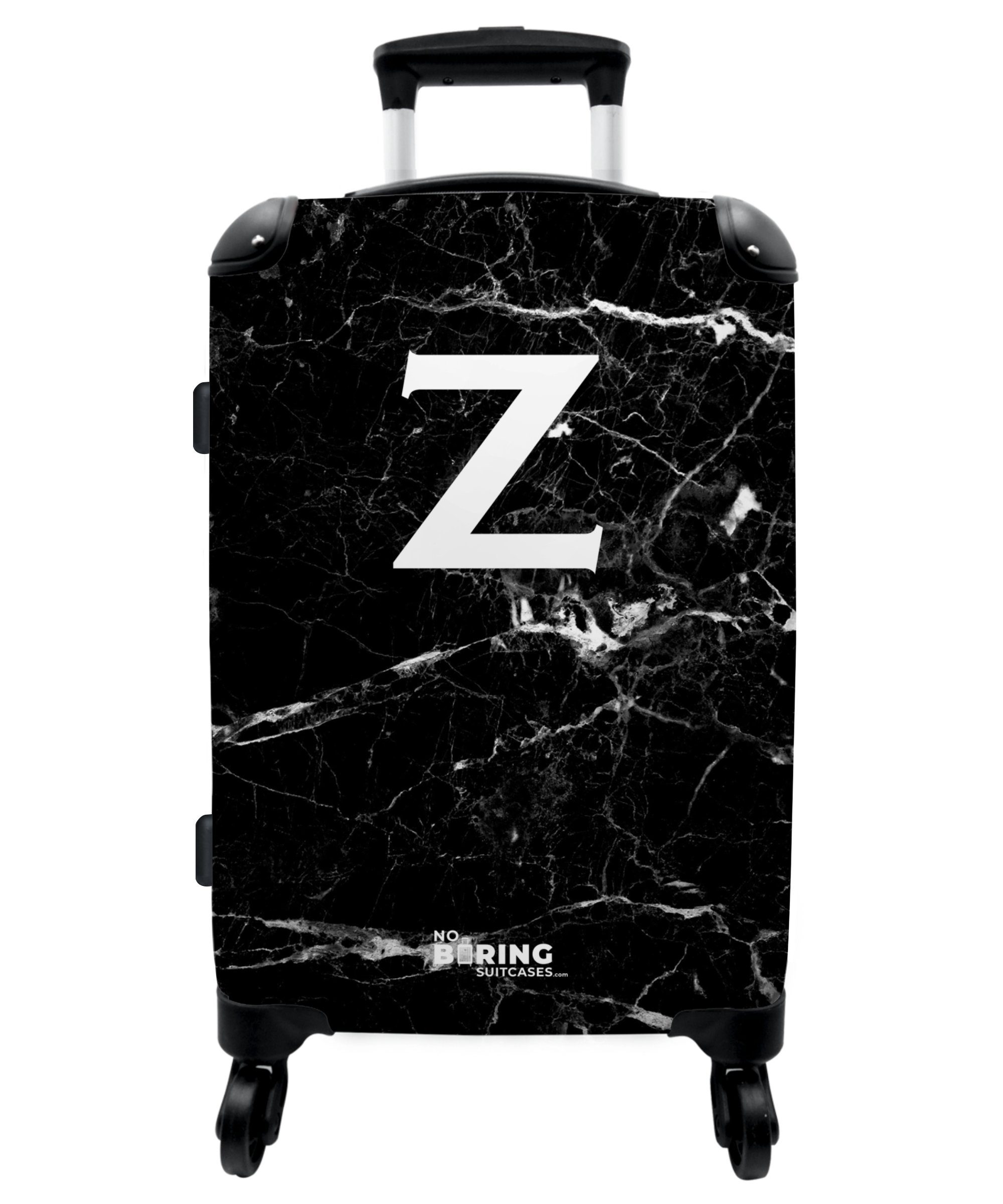 NoBoringSuitcases.com© Koffer 67x43x25cm Marmoroptik - Buchstabe Z - Schwarz, 4 Rollen, Aufgabegepäck Trolley Rollkoffer Große Reisekoffer mit 4 Rollen -