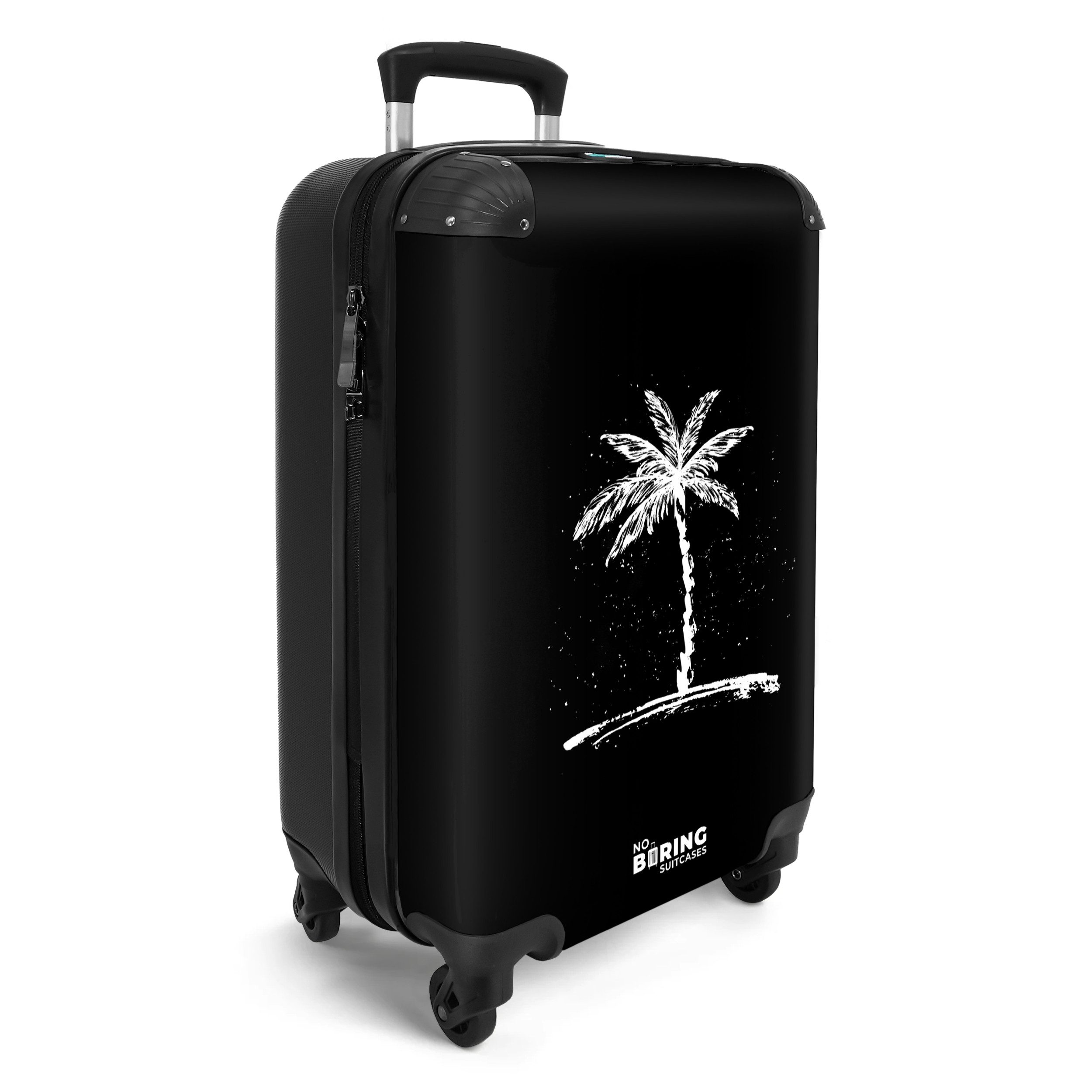 NoBoringSuitcases.com© Hartschalen-Trolley Schwarze und weiße Palme günstig online kaufen