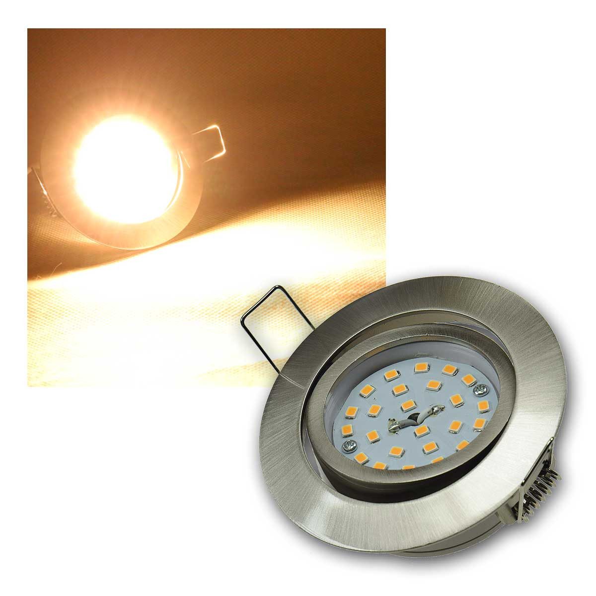 ChiliTec LED Deckenspot Einbaustrahler Flat-32dim Edelstahl LED warm 420lm, warmweiß