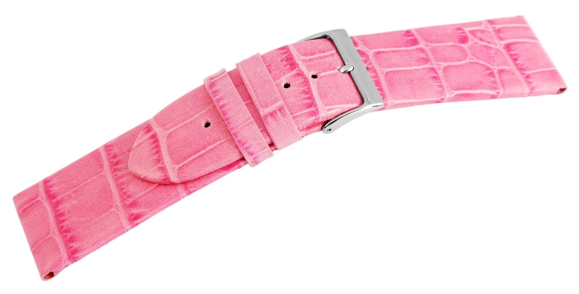 STEINMEISTER Uhrenarmband 8000105 Echtleder-Uhrenarmband, rosa, Krokooptik, 16 mm - 26 mm