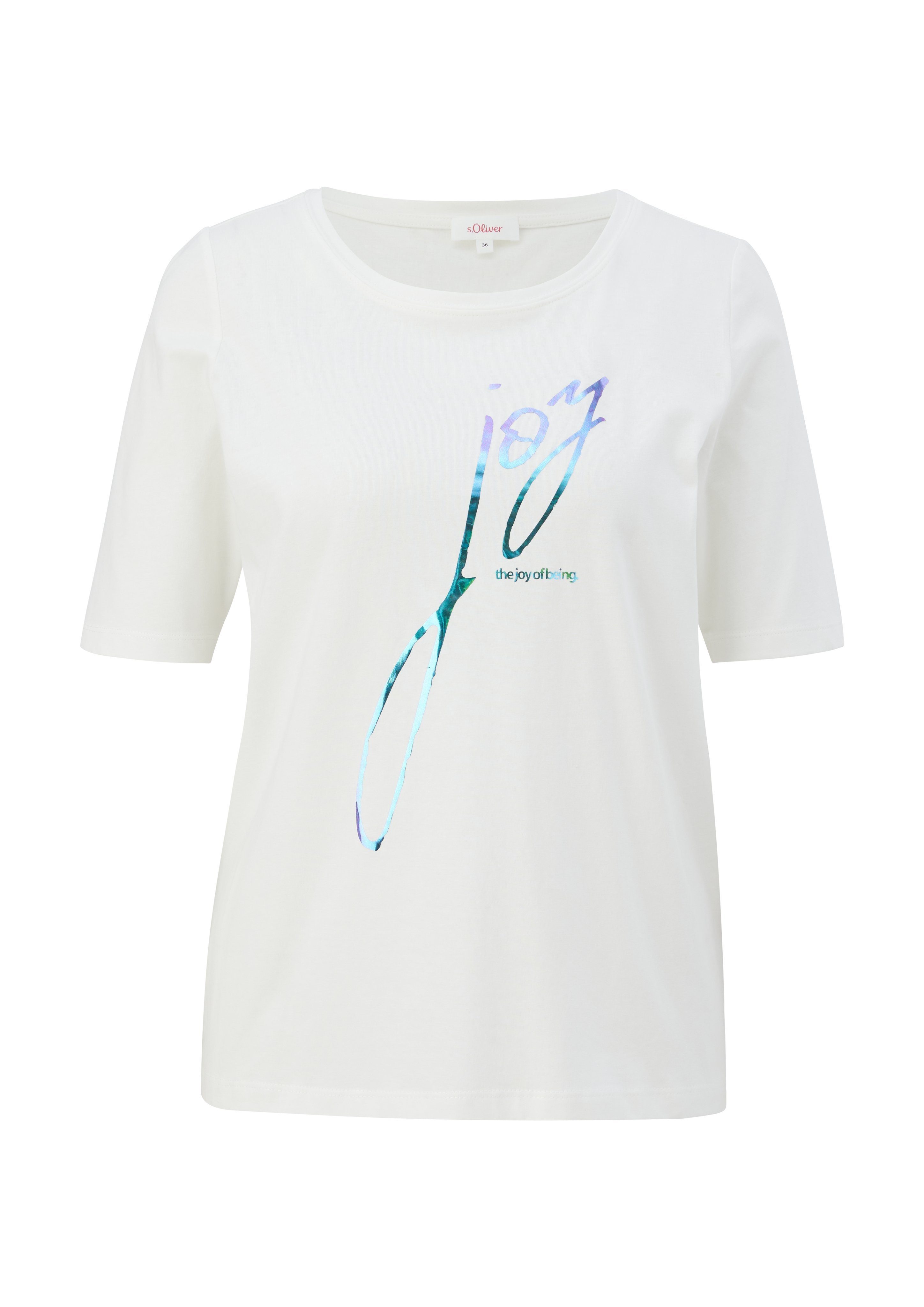 s.Oliver T-Shirt mit Aufschrift white vorne