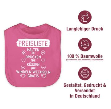 Shirtracer Lätzchen Preisliste mit Symbolen - weiß, Sprüche Baby