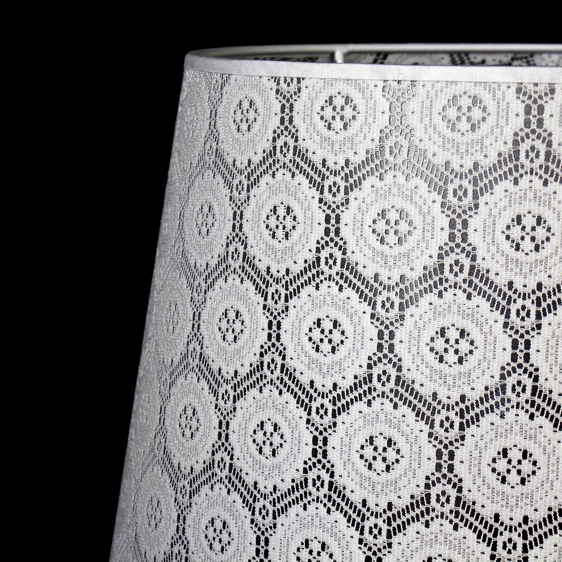 Licht-Erlebnisse Lampenschirm WILLOW, Stoffschirm Spitze Weiß Ø 38 cm konis günstig online kaufen