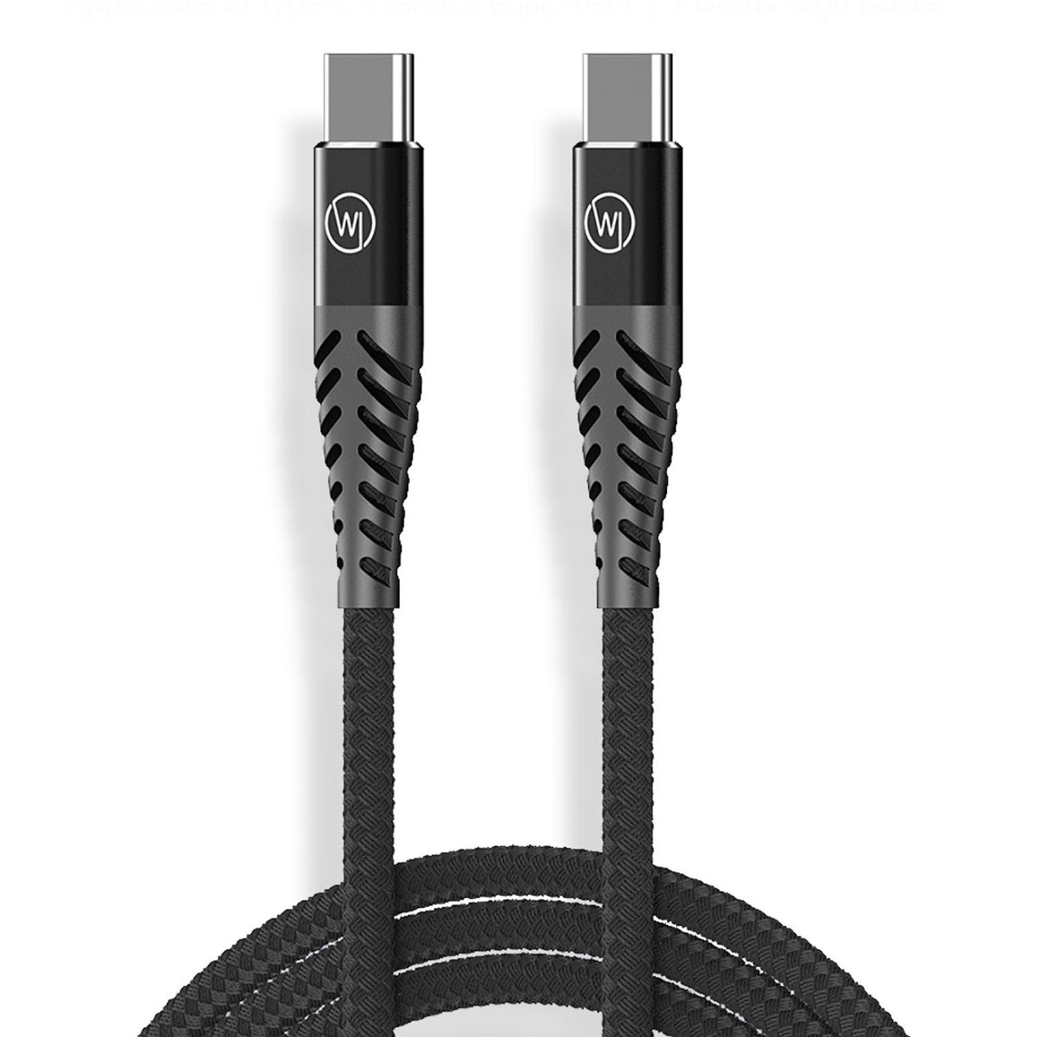 Wicked Chili Wicked Chili USB-C auf USB-C Ladekabel 60W Fast Charge Kabel, schwarz Smartphone-Kabel, USB-C, USB-C (100 cm), 3A / 20V / 60W Fast Charge, geflochten, extra robust, flexibel, mit Me