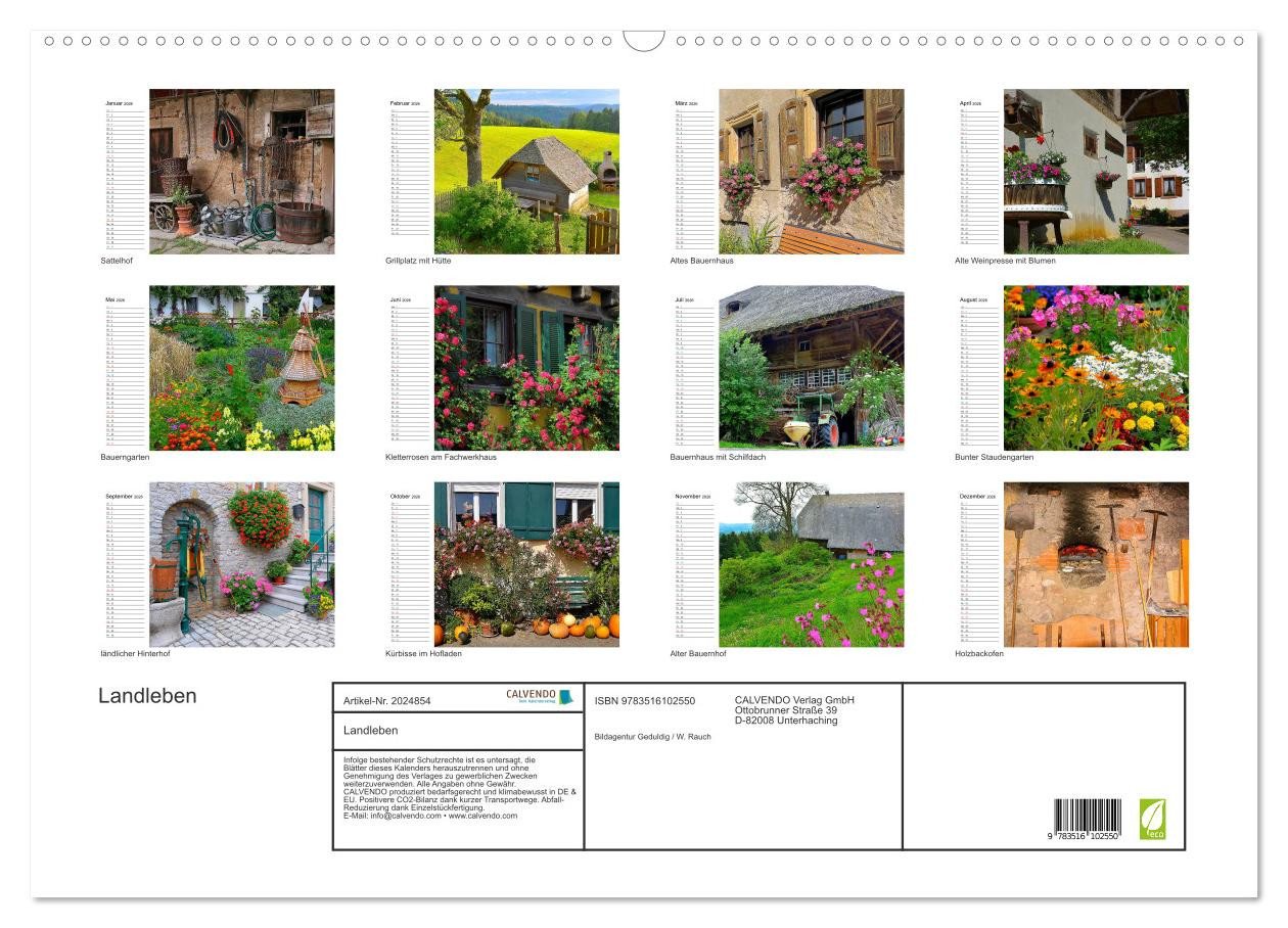Thumbnail - CALVENDO Wandkalender Landleben (Wandkalender 2026 DIN A2 quer), CALVENDO Monatskalender