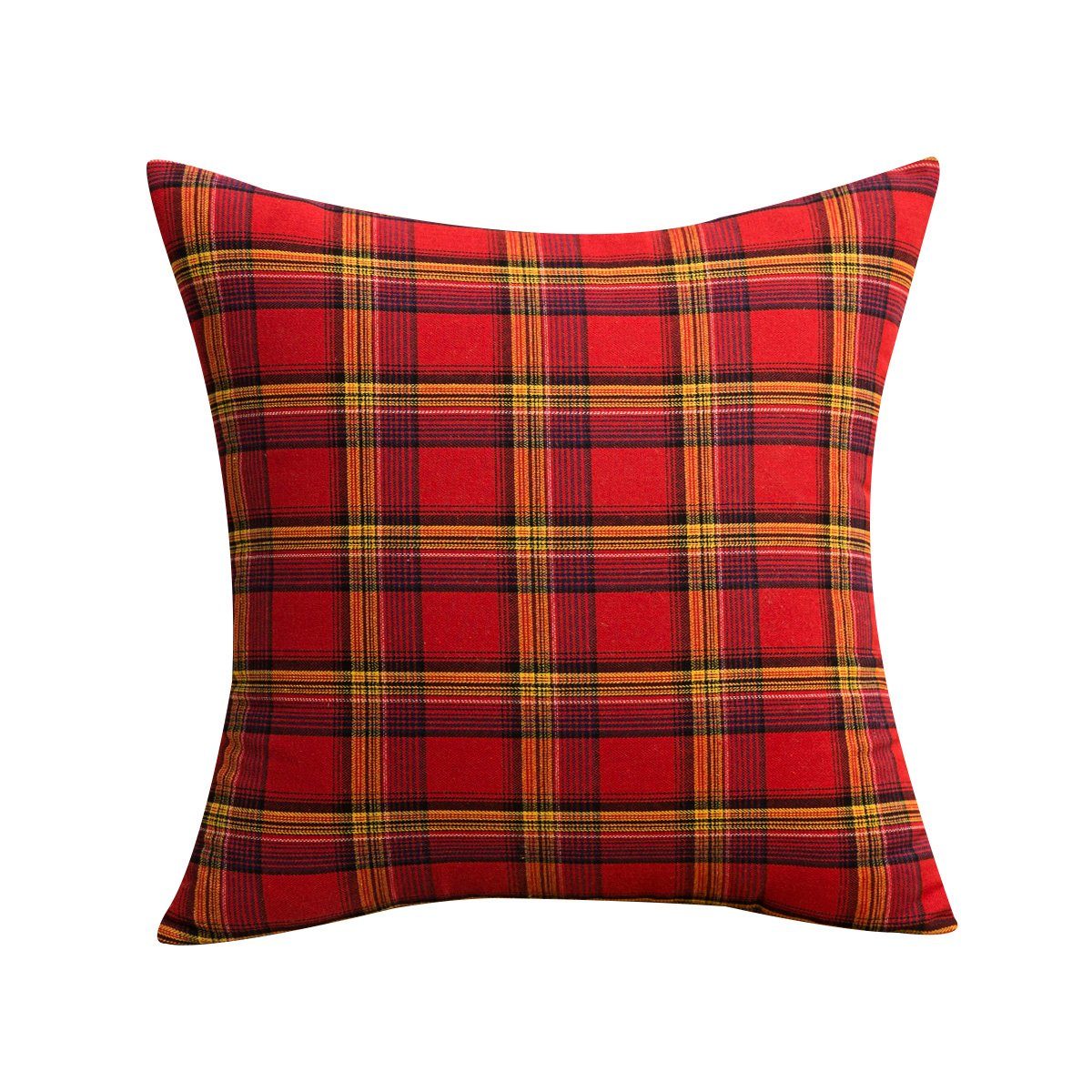 Kissenbezüge Quadratisch, Schottisch kariert, Baumwolle Polyester,30x50cm/45x45cm, Sunicol (1 Stück), mit Reißverschluss Rot