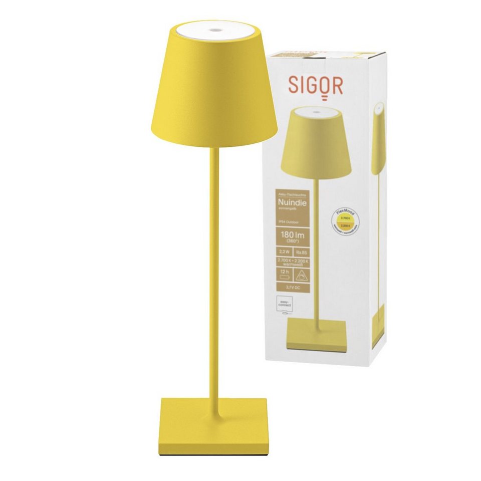 SIGOR LED Tischleuchte Tischleuchte NUINDIE Sonnengelb, Dimmbar, 1 LED  Platine, 2700 Kelvin