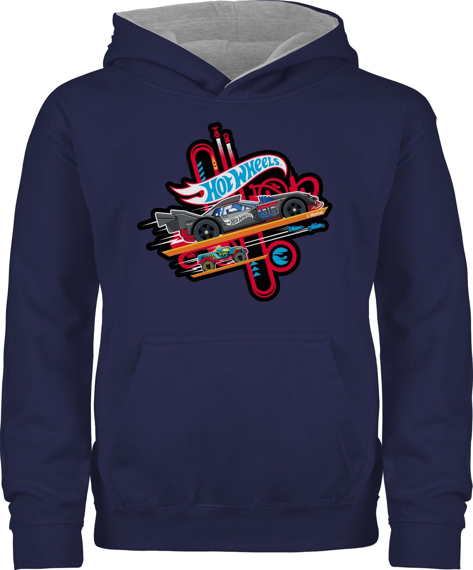 Shirtracer Hoodie Rennautos Hot Wheels Mädchen 3 Navy Blau/Grau meliert