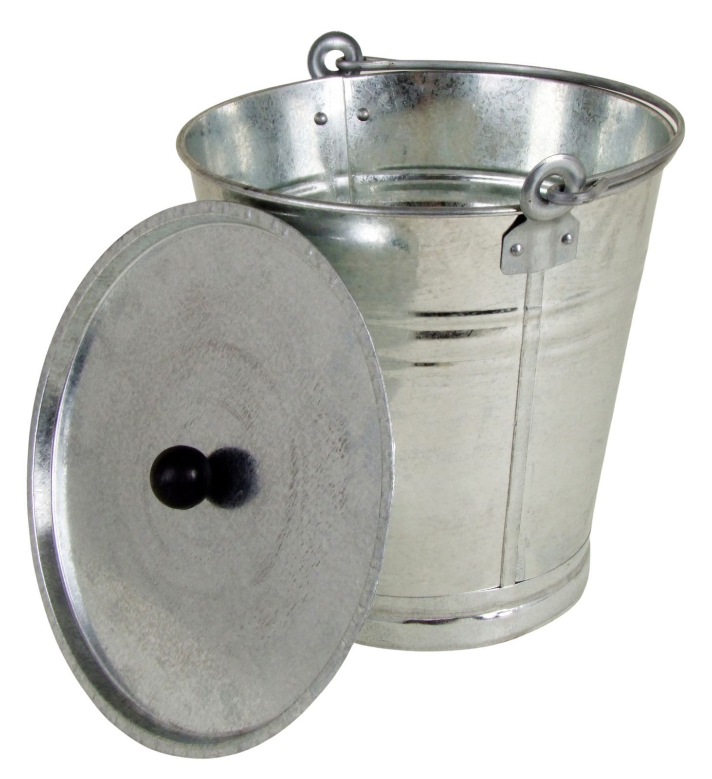 BURI Pflanzkübel Zinkeimer 12L mit Deckel Zink Eimer Blumenkübel Wassereimer