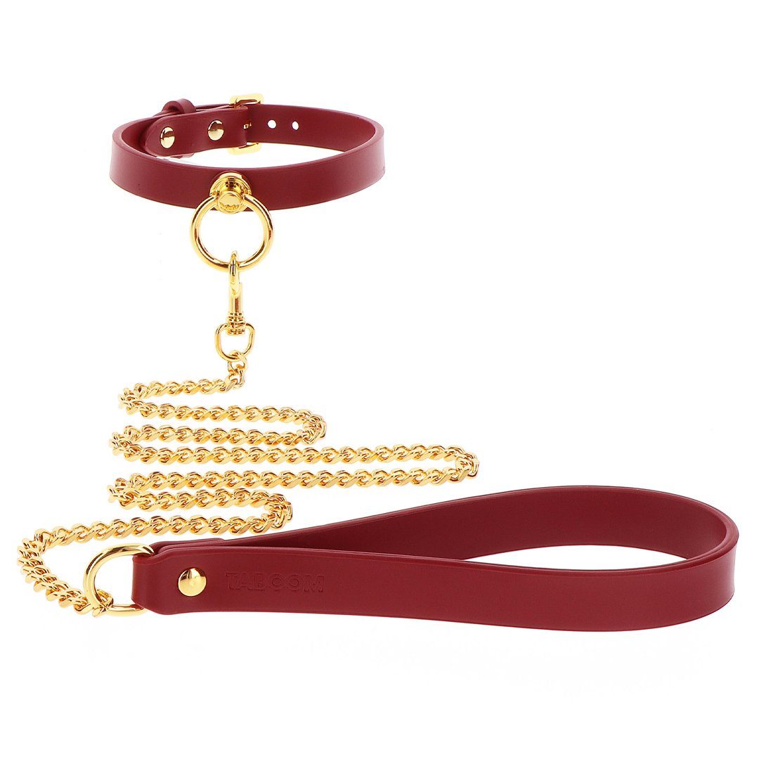 Taboom O-Ring rot, und - mit gold Leine Erotik-Halsband Halsband