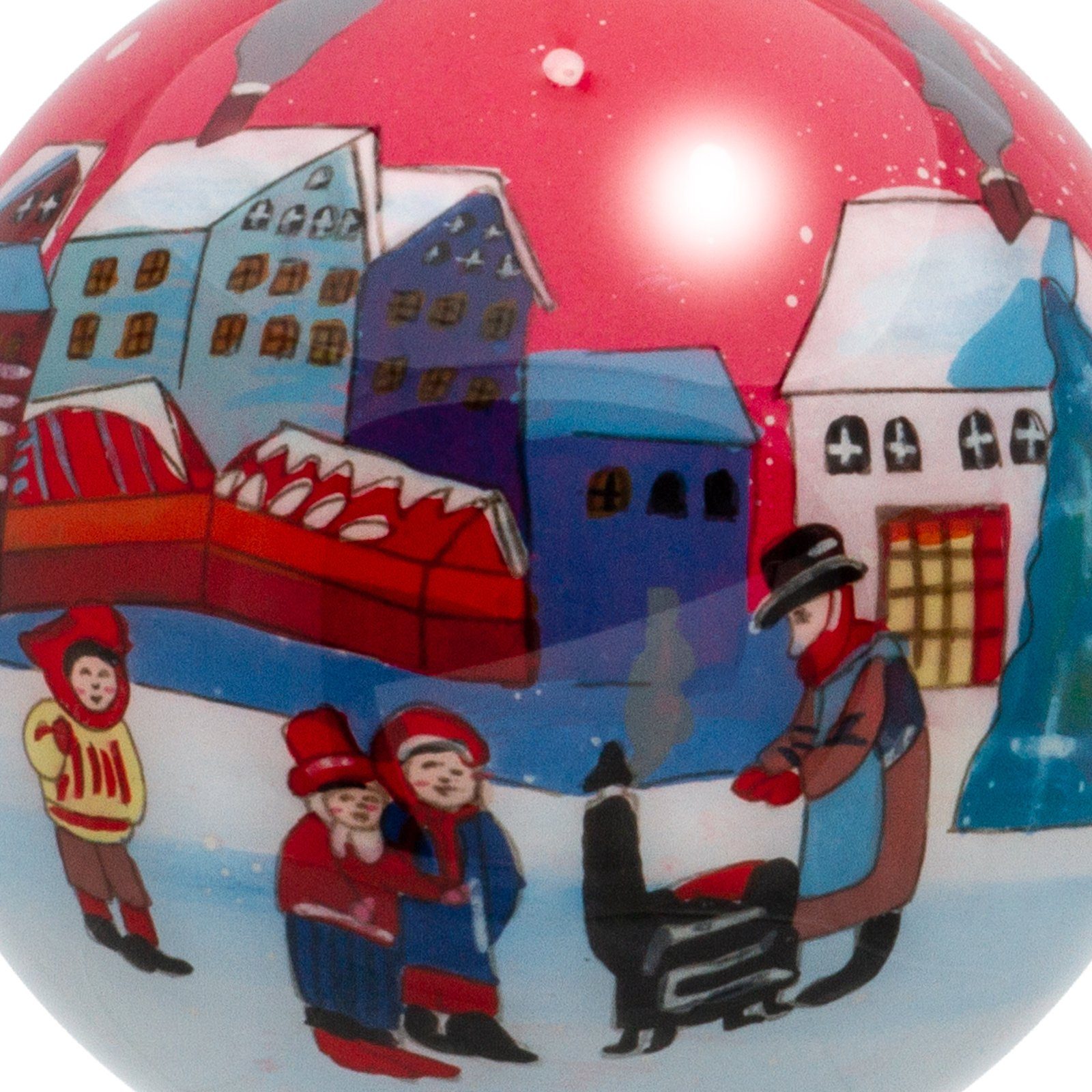 Christbaumschmuck Stadt D: K08-86 Weihnachtskugel Innenglasmalerei Winter SIKORA in der 7,5 cm